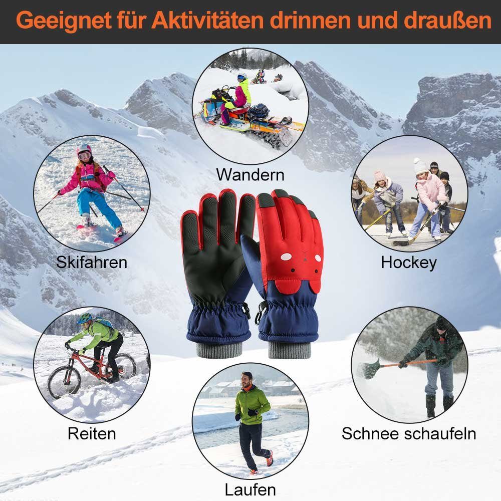 BTTO Skihandschuhe Wasserdichte winddichte Cartoon-Handschuhe 6-10 für Jahre Kinder Rosa