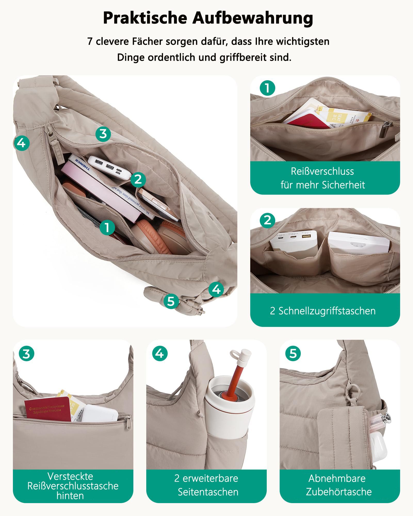 Zaewry Bauchtasche Umhängetasche Damen Crossbody Bag, Puffer Tasche Moon Bag, mit Verstellbarem Schultergurt, Handtasche für Arbeit, Reise, Alltag