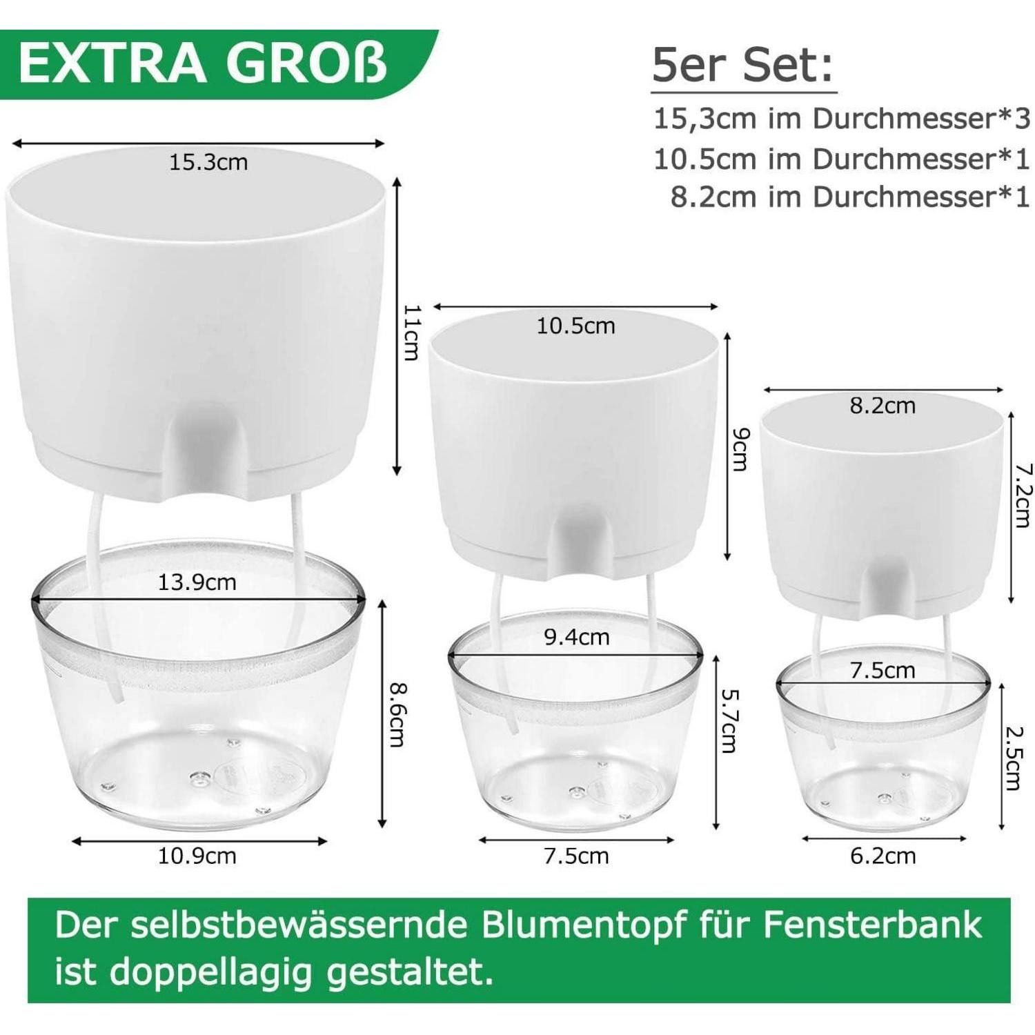 LuxusKollektion Kräutertopf Blumentopf Kräutertopf Küche Set Bewässerungssystem 5er-Set