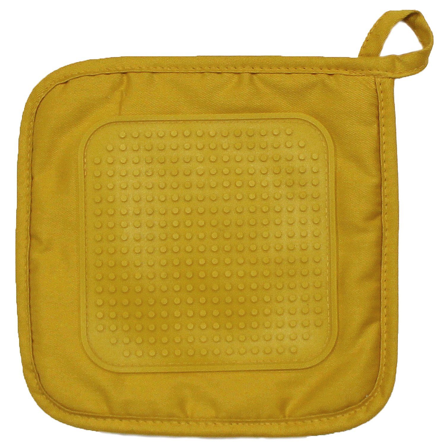 Macosa Home 1-tlg), rutschfest opflappen Topfhalter Gelb Küchenutensil Küchenhelfer 19cm Topflappen Baumwolle, gesteppt Topflappen hitzebeständig Senfgelb Küche (Topflappen