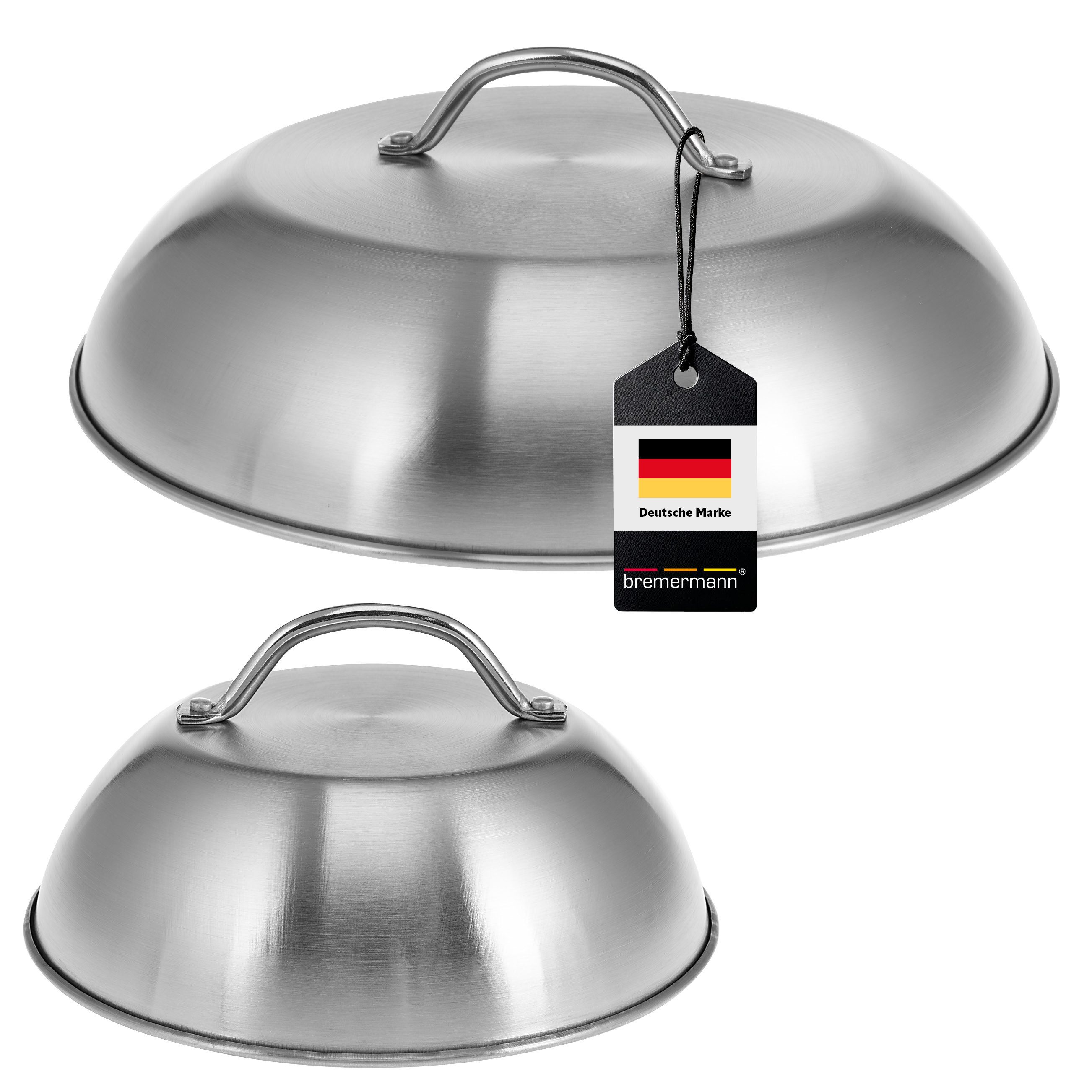 bremermann Brathaube Burgerhauben-Set 2er mit Ø 22,5 + 32 cm // Grillhaube Schmelzglocke