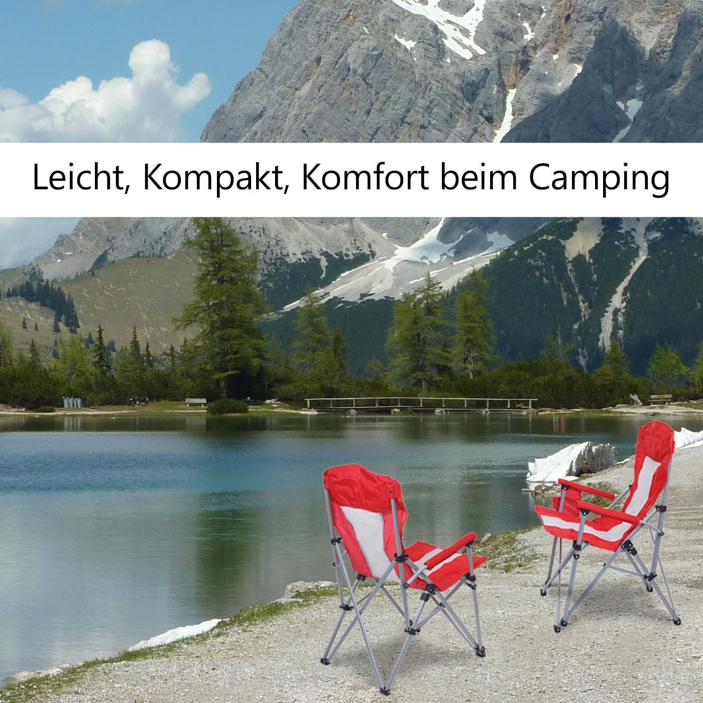MCW Campingstuhl MCW-L50, Bezug ist waschbar, unter 40°, Armlehnenbezug mit Getränkehalterung