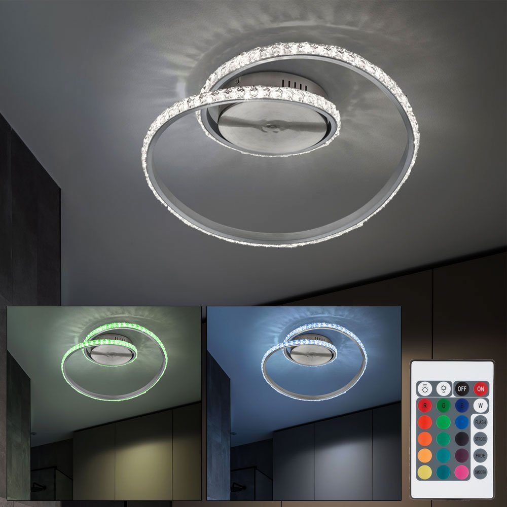 etc-shop LED Deckenleuchte, LED-Leuchtmittel fest verbaut, Warmweiß, Farbwechsel, RGB LED Decken Lampe Flur Leuchte Kristall Strahler