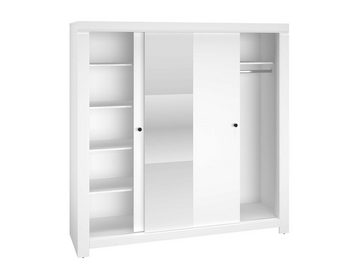 Stylefy Schwebetürenschrank Nele I Weiß Matt (Kleiderschrank, Mehrzweckschrank) Design