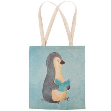 Mr. & Mrs. Panda Tragetasche Pinguin Buch - Eisblau - Geschenk, nichtstun, Ferien, Pinguine, Tasch (1-tlg), Stilvolles Design