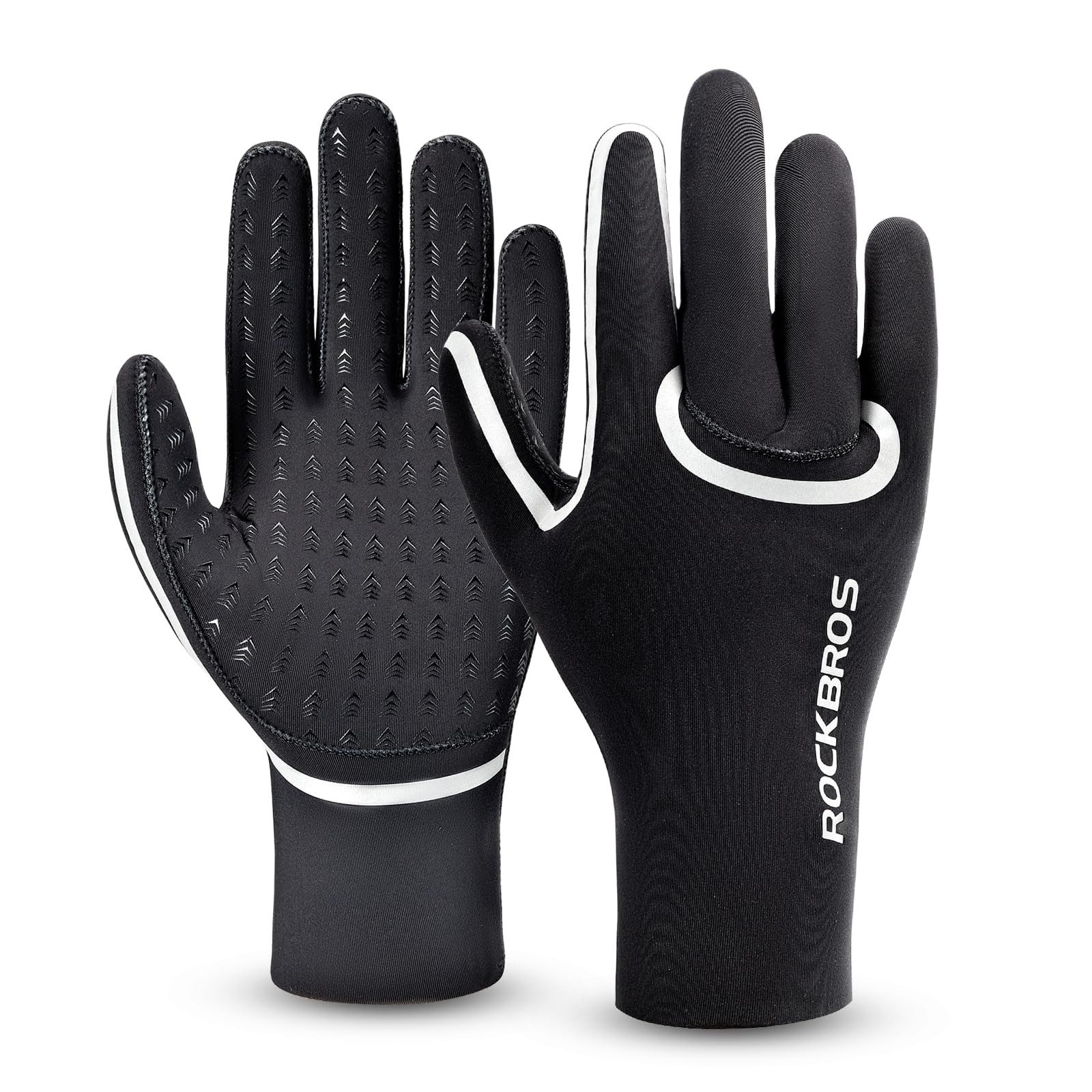 ROCKBROS Fahrradhandschuhe Winter wasserdicht und winddicht Laufhandschuhe Sporthandschuhe Rutschfeste Silikoneinsätze