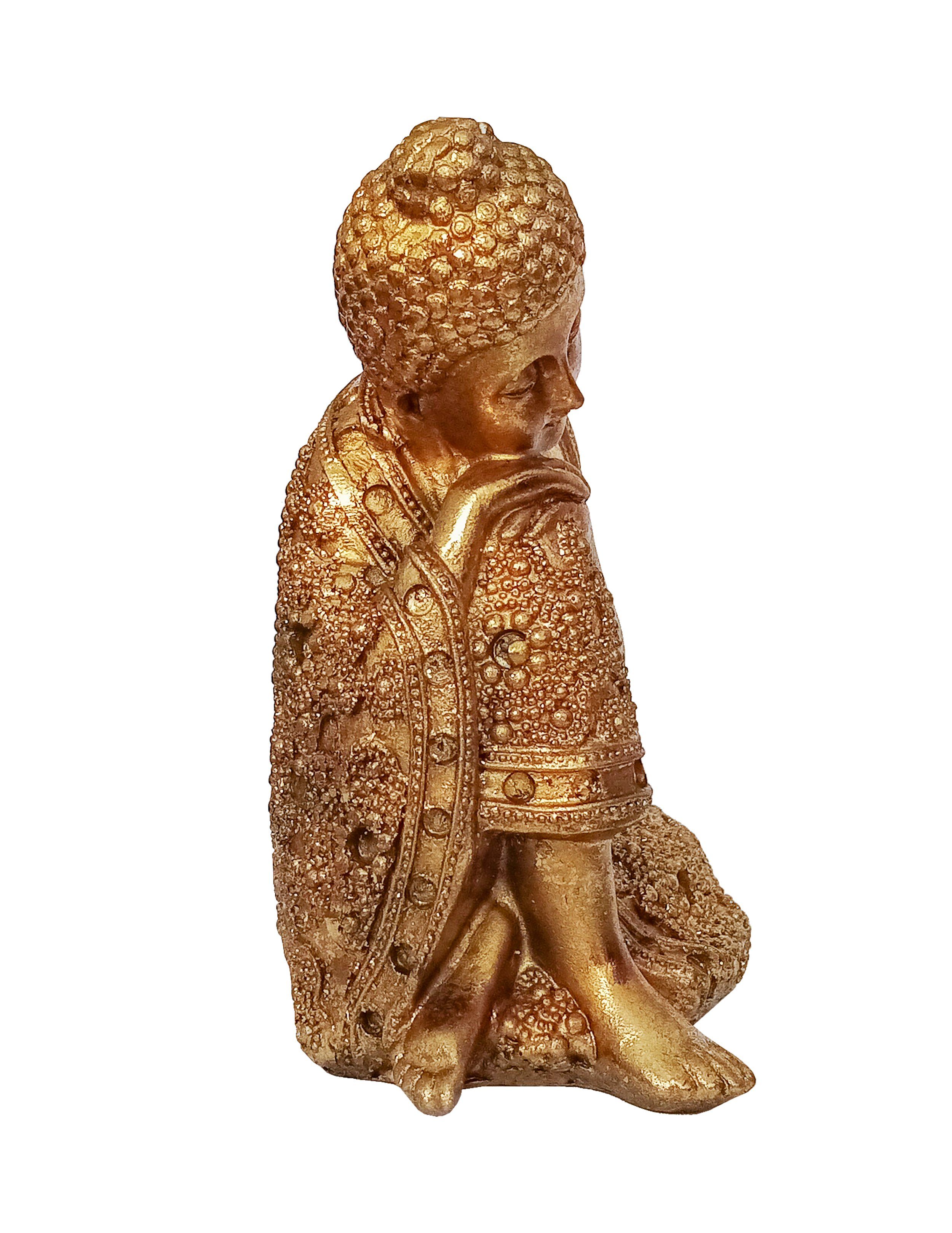 Giftdecor Buddhafigur Buddha Figur 12x16cm Shui Knie), Budda Garten Knie 91 Auf Deko Statue Polyresin aus Decoration Feng rechtes Thai (auf Gold