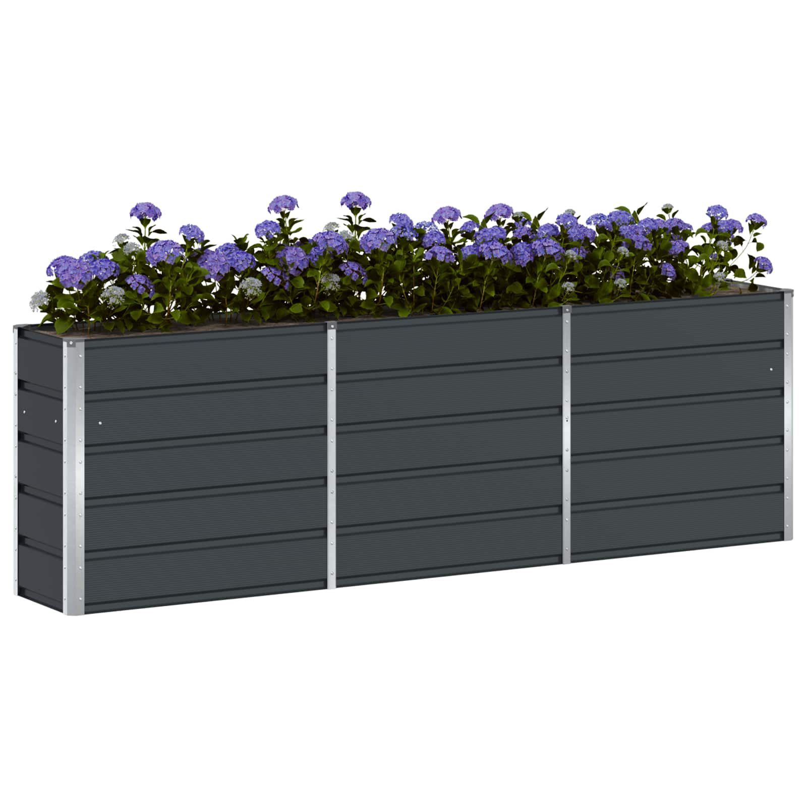 vidaXL Blumentopf Pflanzkübel Anthrazit 240 x 40 x 75 cm Stahl (1 St)