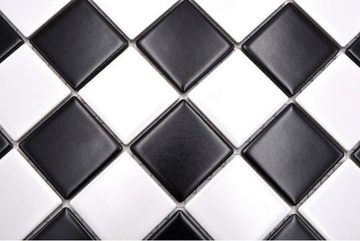 Mosani Mosaikfliesen Keramik Mosaik Fliese weiß schwarz matt Fliesenspiegel