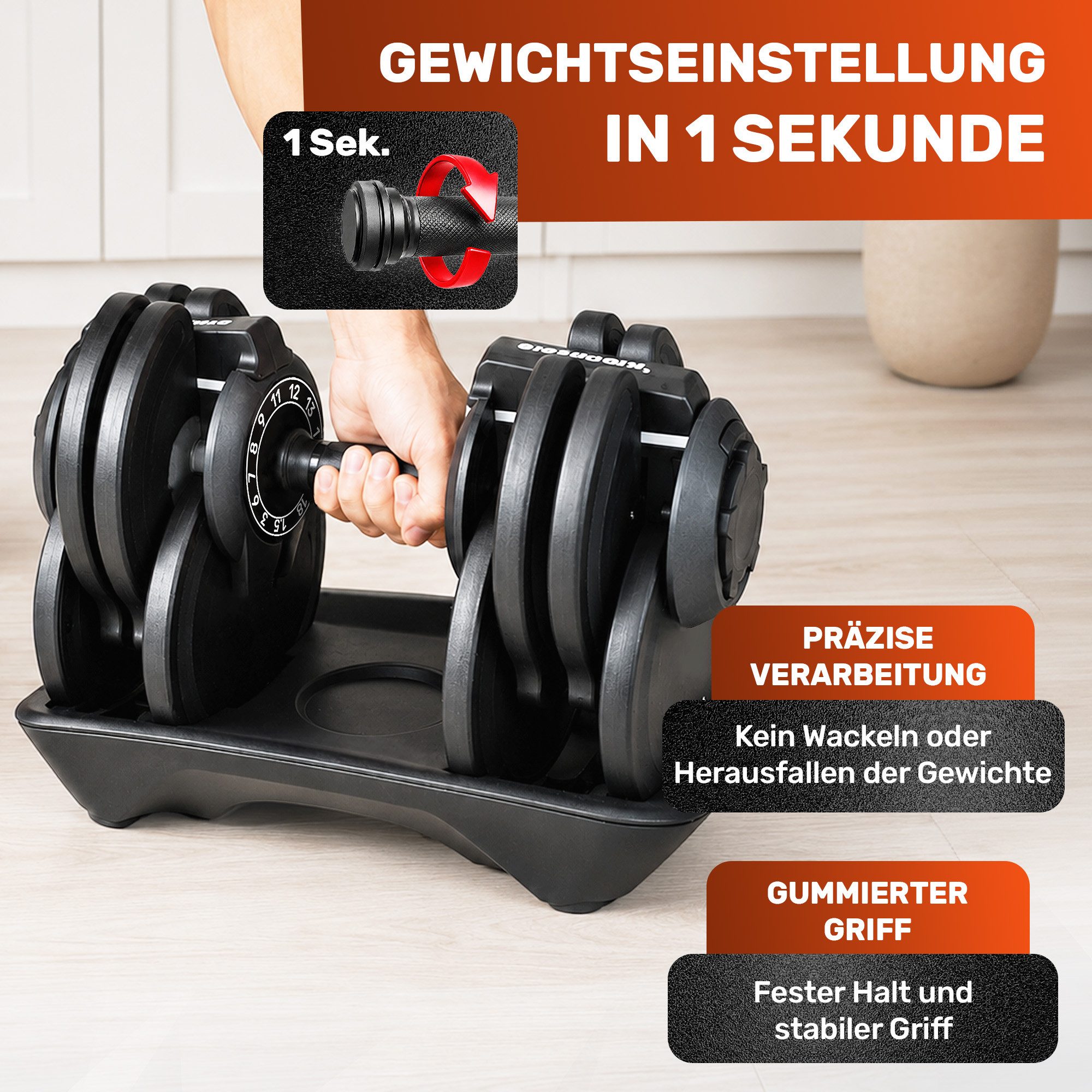 EVERLEVEN Hantel-Set Verstellbare Kurzhanteln - 15 Gewichtseinstellungen - Hantelset