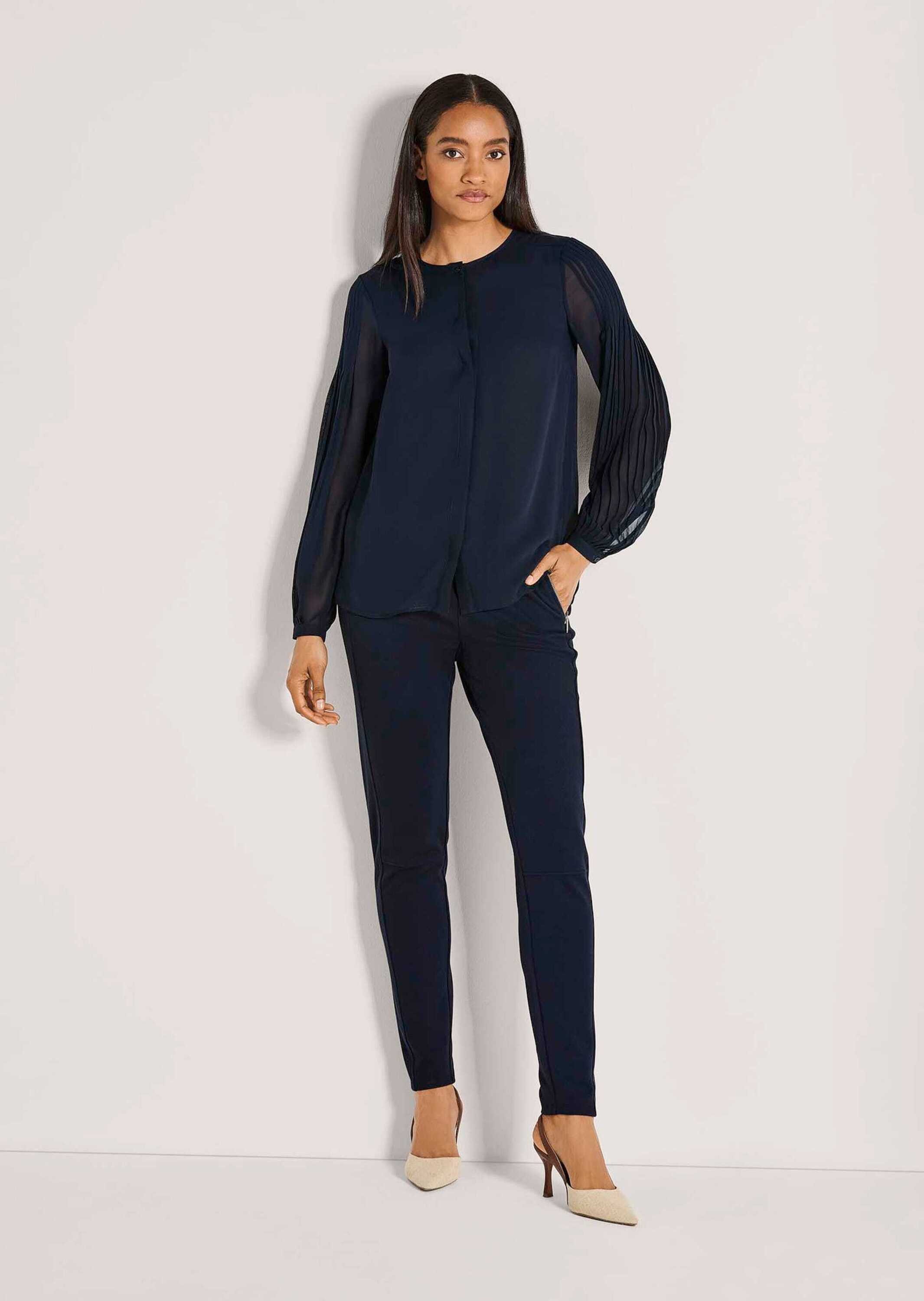 MADELEINE Langarmbluse Elegante Bluse mit plissiertem Rückenteil Zart trans günstig online kaufen