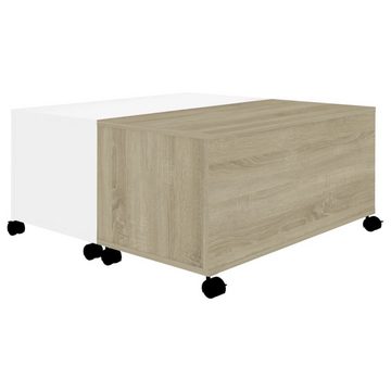 furnicato Couchtisch Weiß und Sonoma-Eiche 75x75x38 cm Spanplatte