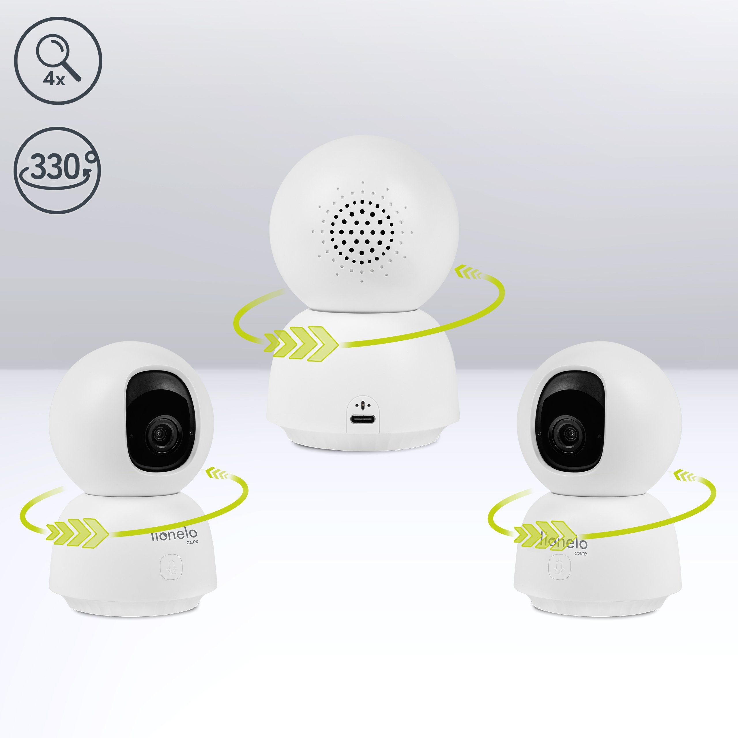 lionelo Video Baby Monitor BABYLINE VIEW, Set, Rotating Camera with Smartphone View/Motion Detection