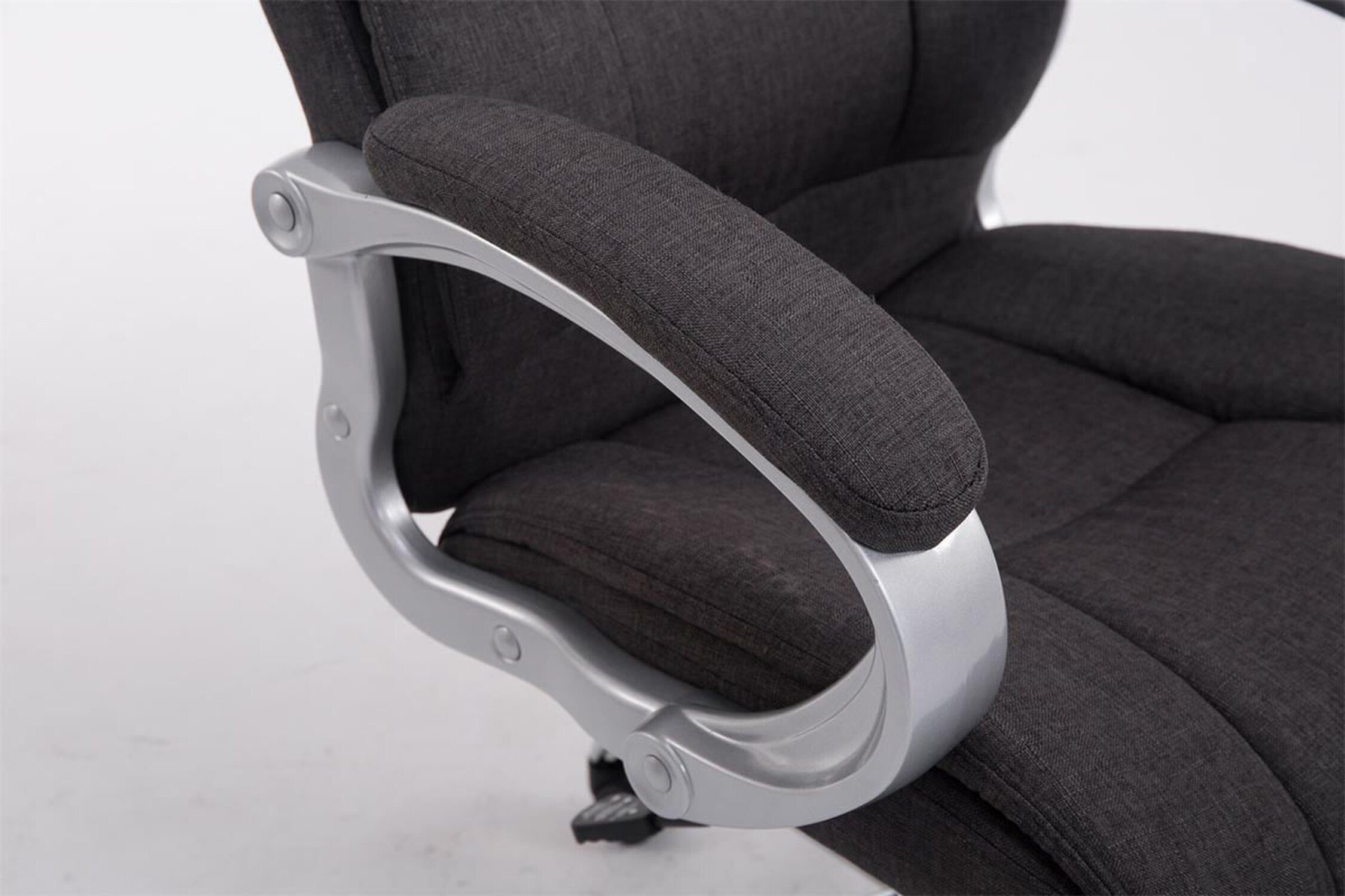 Gestell: - Apodo Rückenlehne TPFLiving Sitz: höhenverstellbar dunkelgrau Stoff bequemer 360° und Drehstuhl, XXL), Bürostuhl mit - (Schreibtischstuhl, Bürostuhl Metall drehbar Chefsessel, chrom