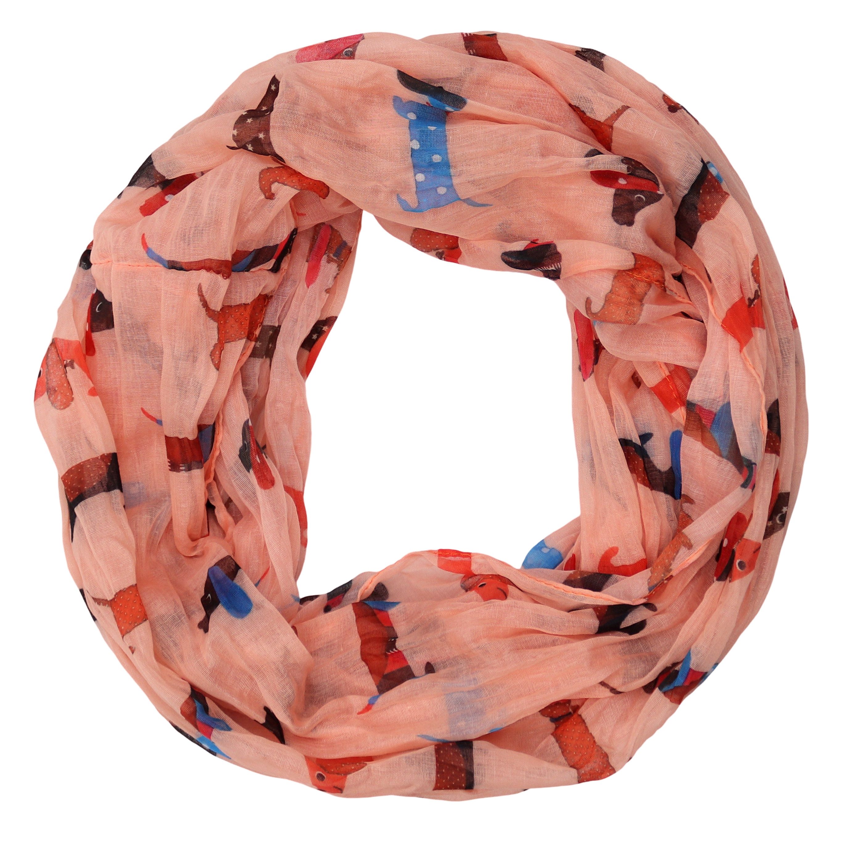 MIRROSI Loop Weicher Damen-Loopschal mit Dackel-Muster, Schlauchschal, (ca.45x75cm, zweimal um den Hals wickelbar), Damen Halstuch ideal für Frühling, Sommer oder Herbst