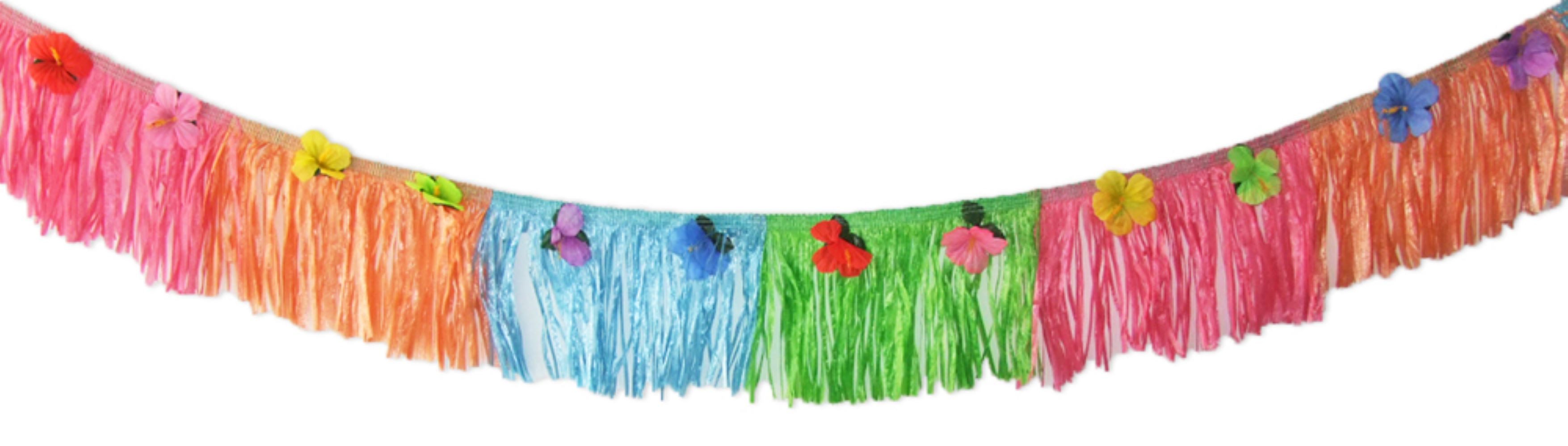 Das Kostümland Wimpelkette Aloha Hawaii Party XL Girlande mit Blumen 720 x 30