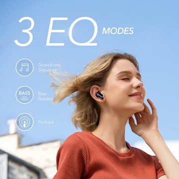 SoundCore Klangqualität einzugehen In-Ear-Kopfhörer (Mit bis zu 32 Stunden Akkulaufzeit kannst du stundenlang deine Lieblingsmusik genießen, ohne unterbrechen zu müssen., 10mm Audiotreiber, intensiver Bass, minimalistisches, in Ozeanblau)