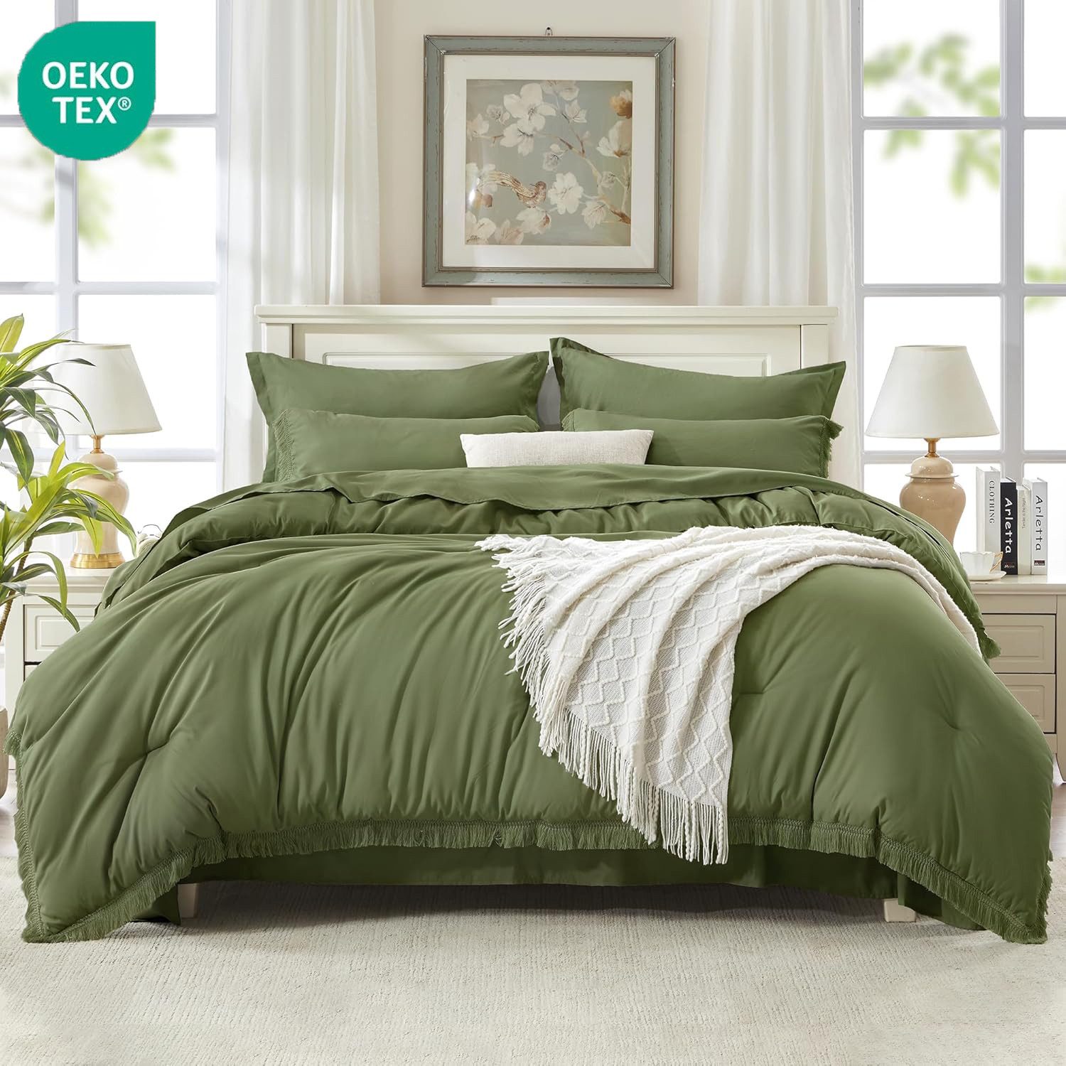Fyrove Bettwäsche Boho Quasten Bettwäsche-Sets 135x200 200x200, für alle Jahreszeiten, Mikrofaser, 3 teilig, bettwäsche 135 x 200 sale einfarbig frühling sommer – Bild 3 von 5