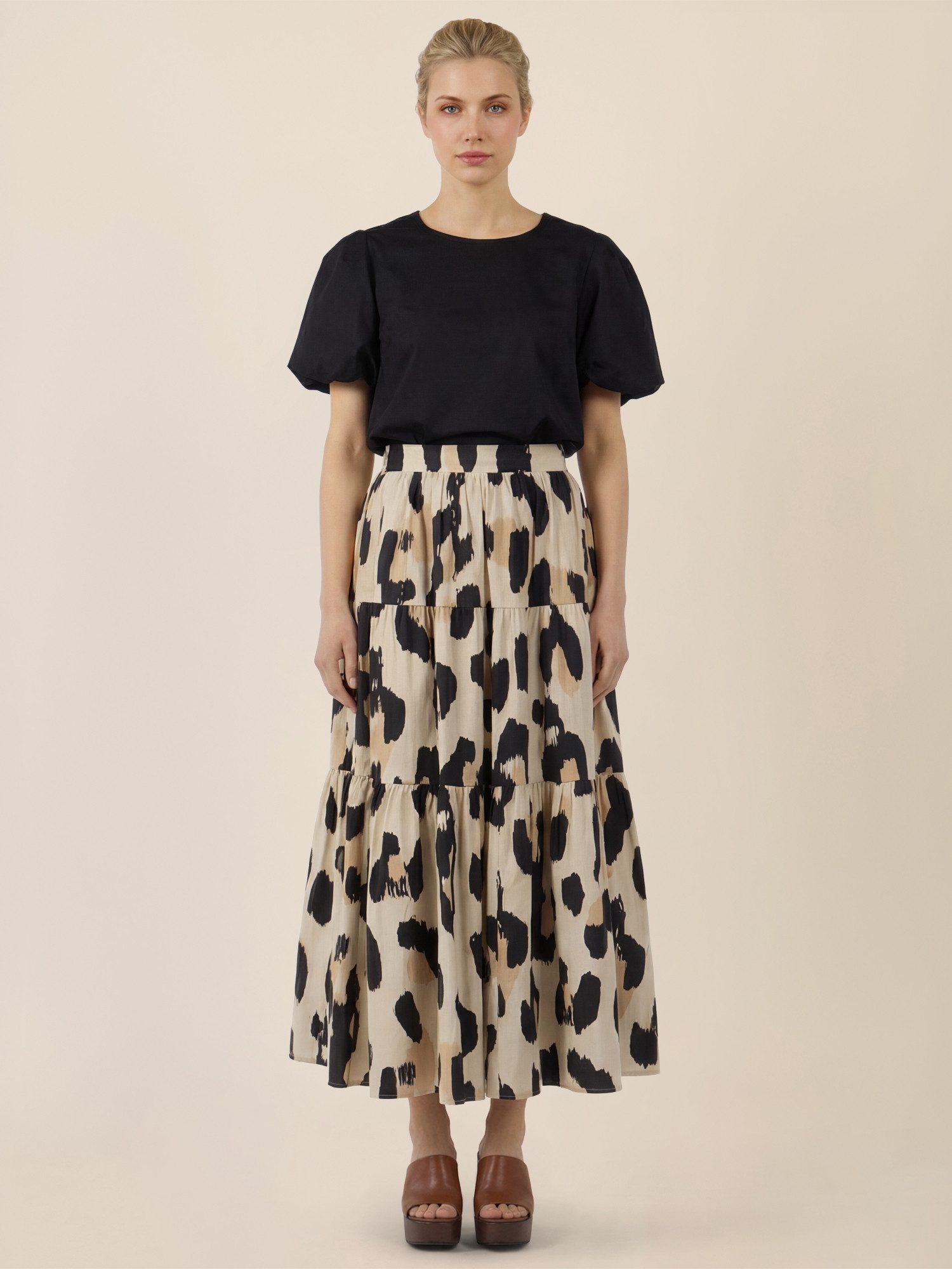 Apart Maxirock mit abstraktem Animalprint