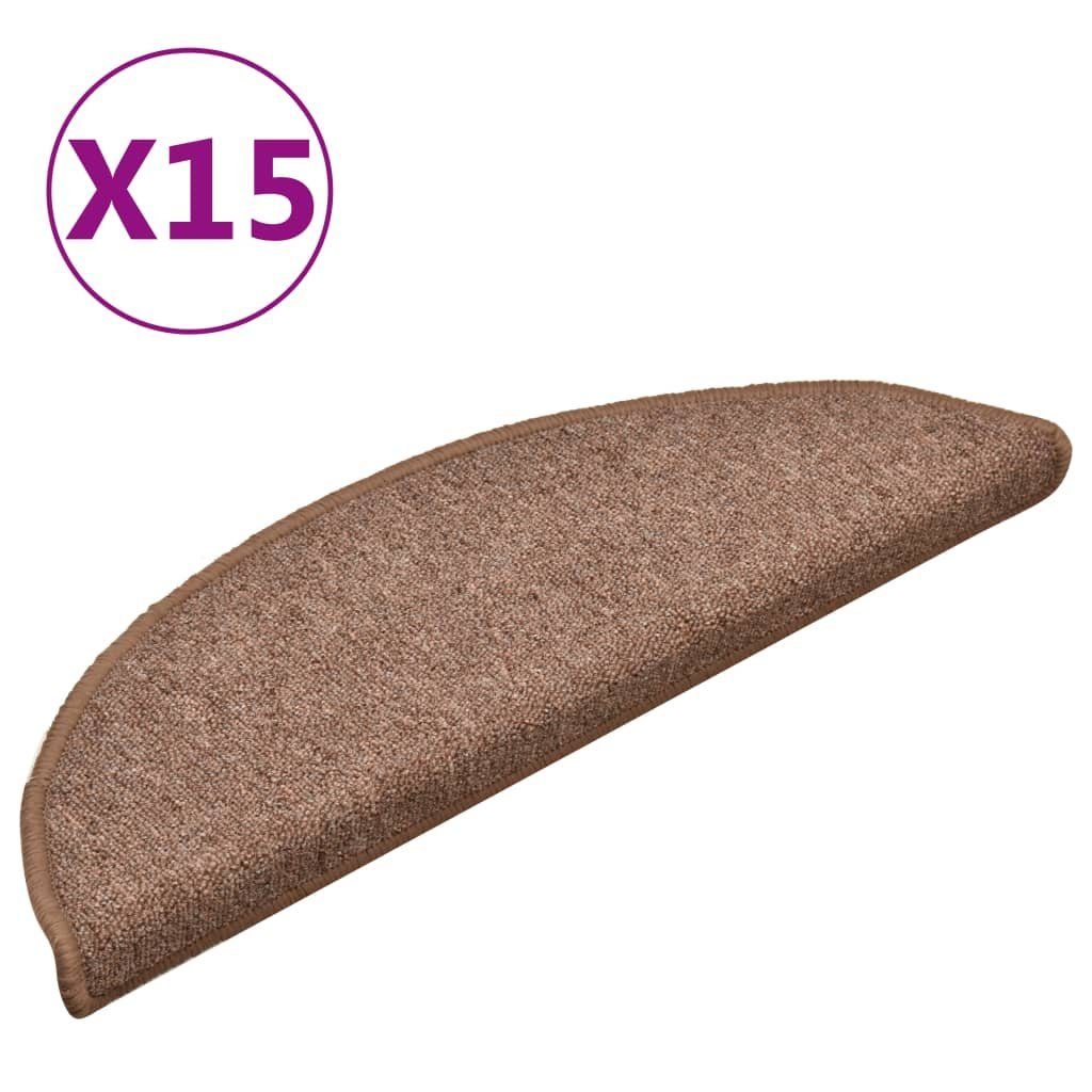 vidaXL Stufenmatte Treppenmatten 15 Stk. Braun 56x17x3 cm, Rechteckig, Höhe: 30 mm