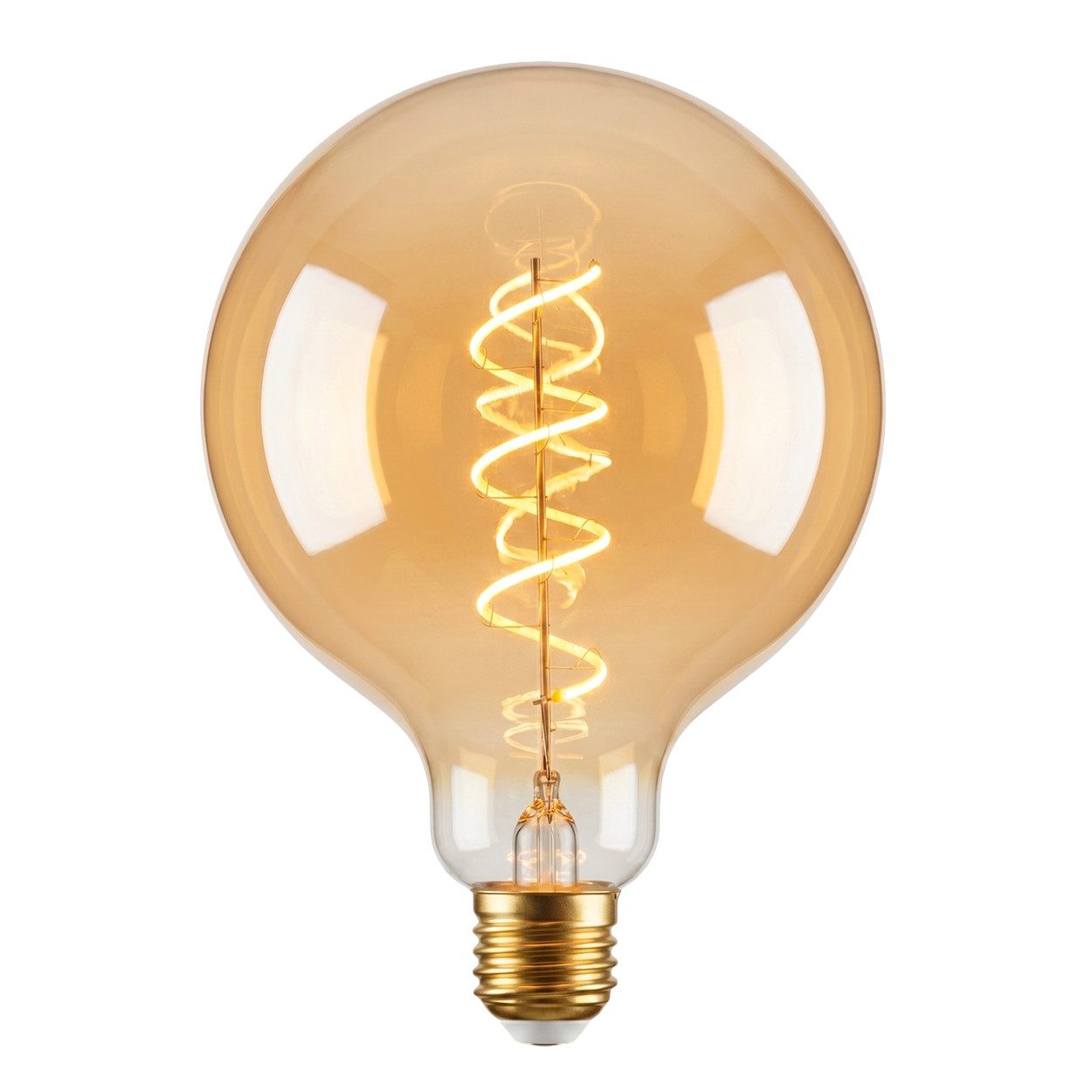 hofstein LED-Leuchtmittel 2er Set Glühbirne Extra Warmweiß dimmbar 6 Watt, E27, 2200 Kelvin, 320 Lumen, Globe Vintage, Filament Spirale, Amber