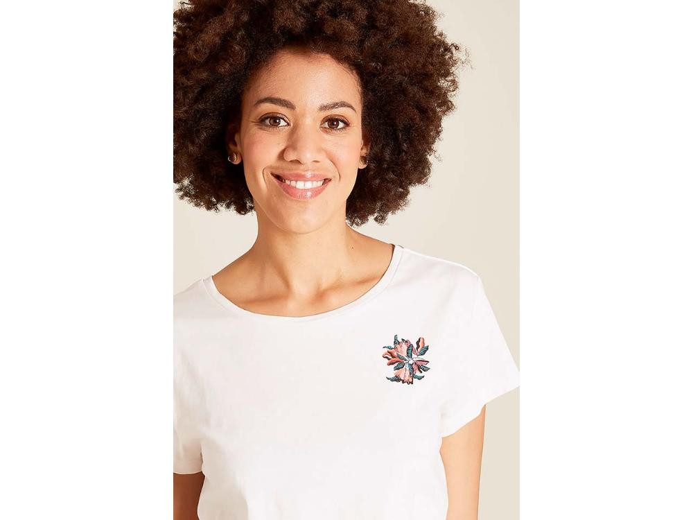 Tranquillo T-Shirt tranquillo Bio-Damen-T-Shirt mit floraler Stickere