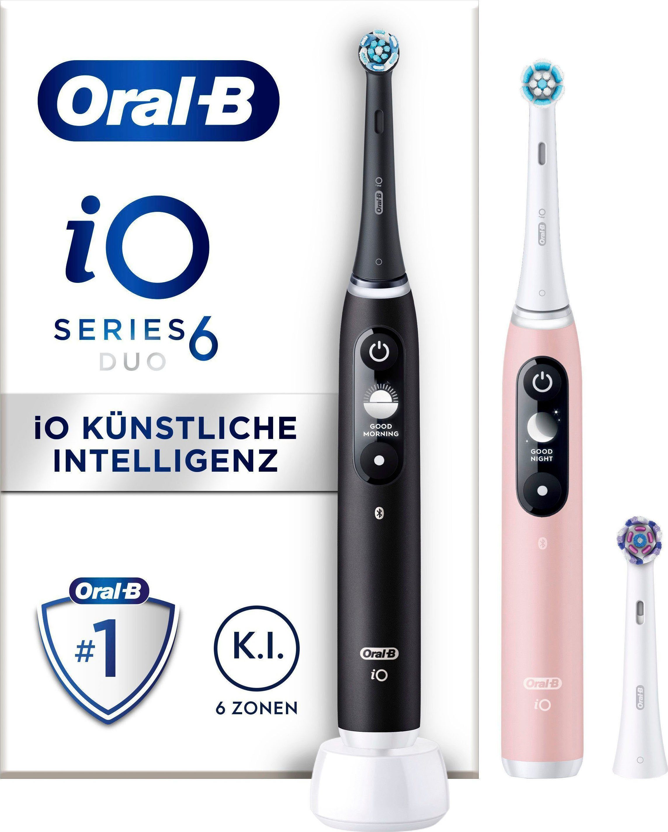 Oral-B Elektrische Zahnbürste iO 6 Duopack, Aufsteckbürsten: 3 St., mit  Magnet-Technologie, Display, 5 Putzmodi