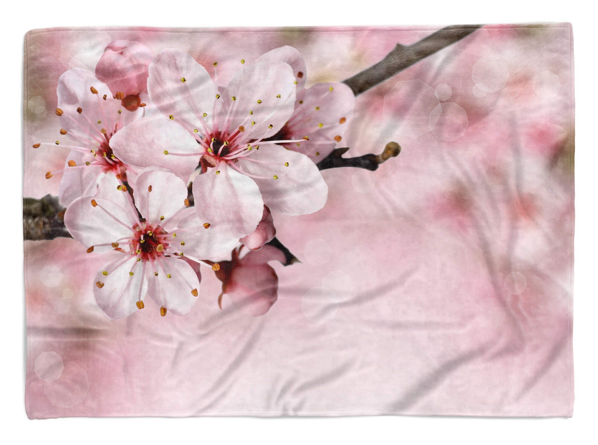 Handtücher Handtuch Strandhandtuch Saunatuch Kuscheldecke mit Fotomotiv Kirschblüte Zweig, Baumwolle-Polyester-Mix (1-St), Handtuch