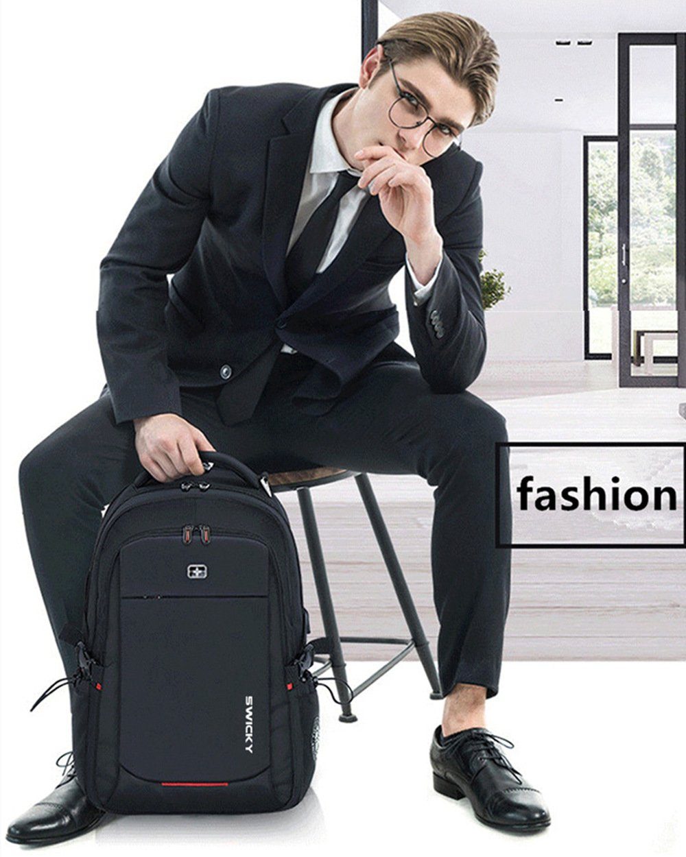 XDeer Laptoprucksack Laptoprucksack Reiserucksack,großer Anti-Diebstahl Rucksack (Set), mit USB-Ladeanschluss,wasserfester Big Business-Computer Rucksack