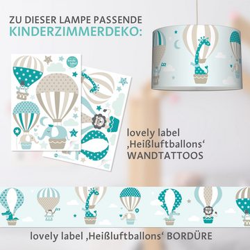 lovely label Pendelleuchte Heißluftballons taupe/mint/petrol - Hängelampe Kinderzimmer, Plug & Shine, LED wechselbar