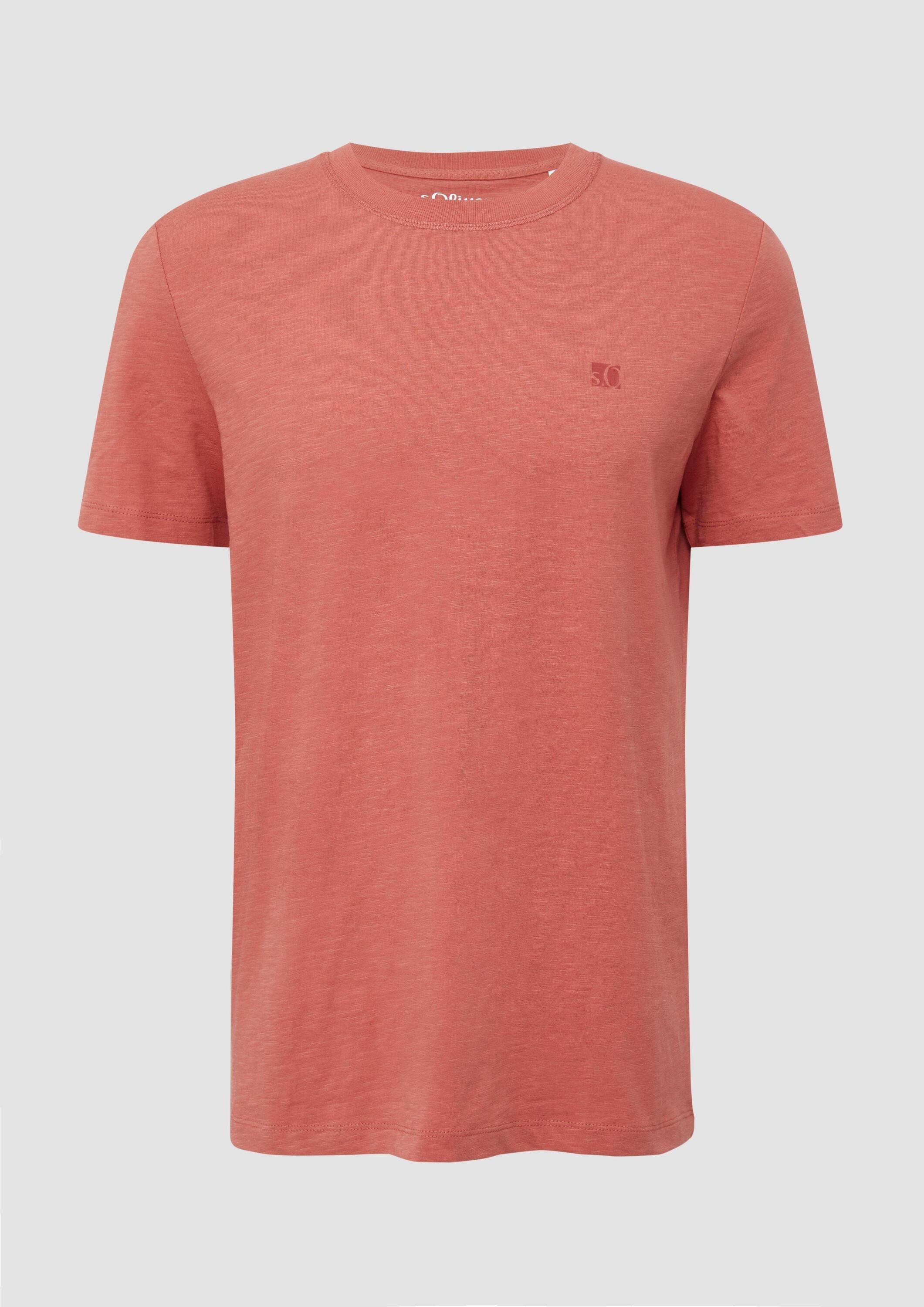 s.Oliver Kurzarmshirt T-Shirt T-Shirt mit Flammgarnstruktur und Logo-Print