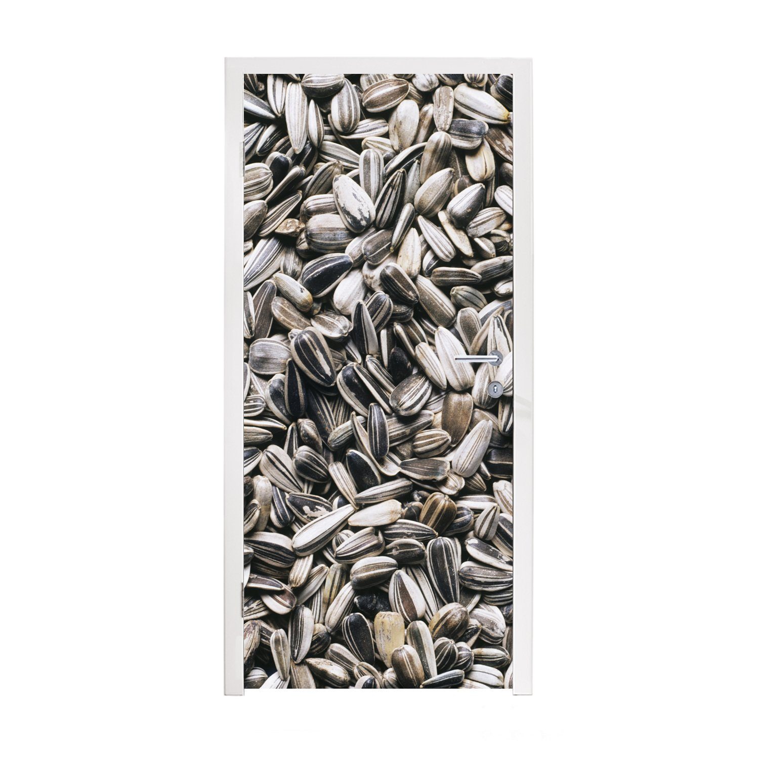 MuchoWow Türtapete Nahaufnahme von weißen Sonnenblumenkernen, Matt, bedruckt, (1 St), Fototapete für Tür, Türaufkleber, 75x205 cm