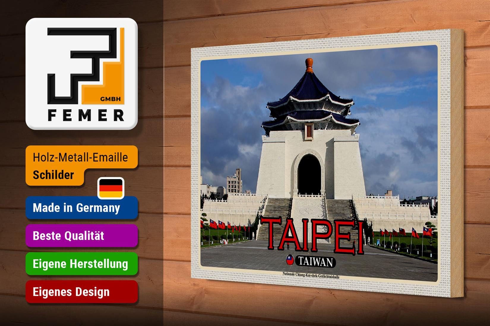 Femer GmbH Holzbild Reise 30x20cm Taipei Taiwan Nationale Chiang-Kai-shek, (1 St), Glatte Holzfaserplatte (MDF), vorn beschichtet