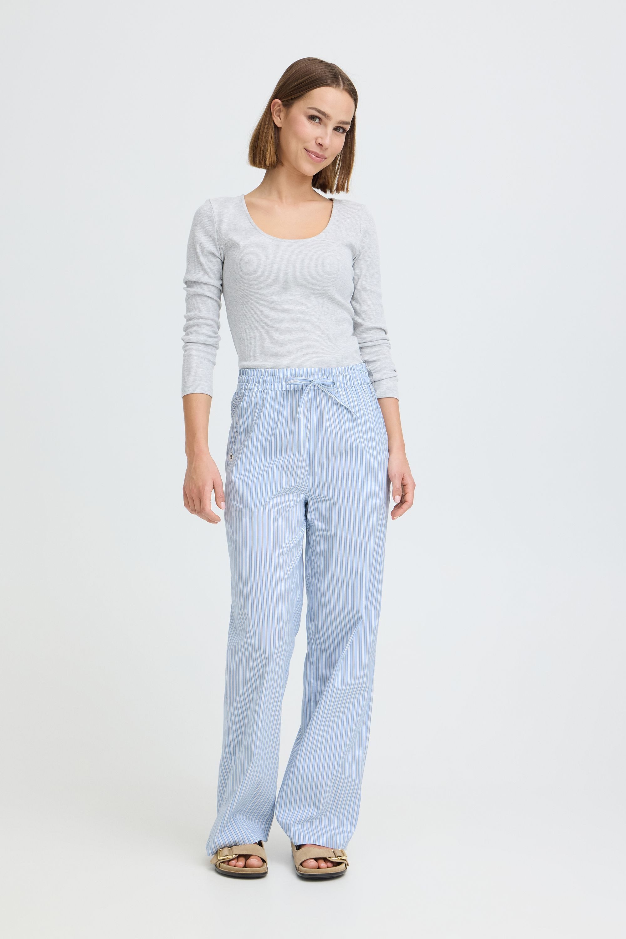 OXMO Loungehose OXFanny Gestreifte Stoffhose - Loose Fit