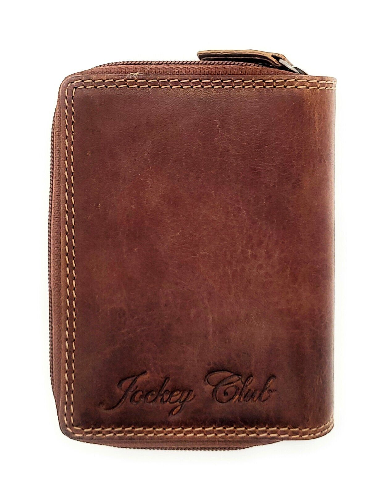 JOCKEY Sauvage CLUB Rindleder, mit braun RFID kompakt & Schutz, handlich, Portemonnaie Leder Mini Geldbörse echt cognac Damen