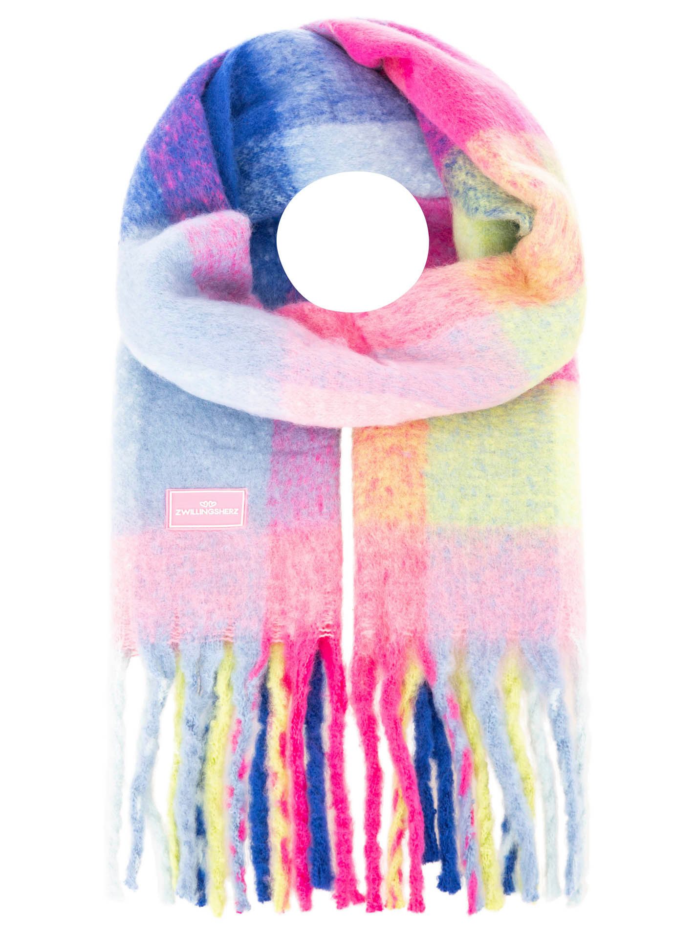 Zwillingsherz Modeschal "Big Karo", großes Karo-Muster, Fransen, in frische günstig online kaufen