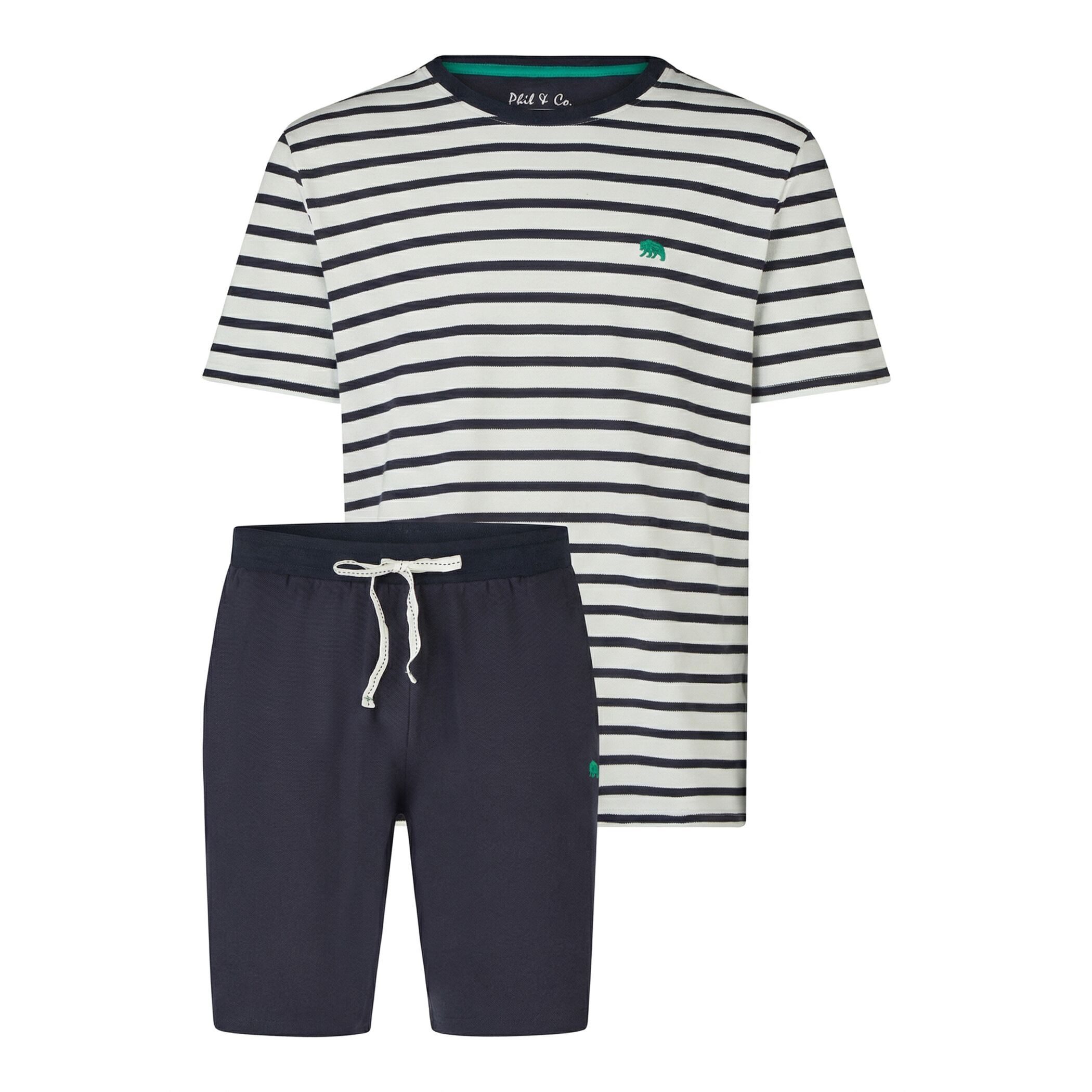 Pyjama Herren Schlafanzug Shorty Set aus Baumwolle mit modischem Print
