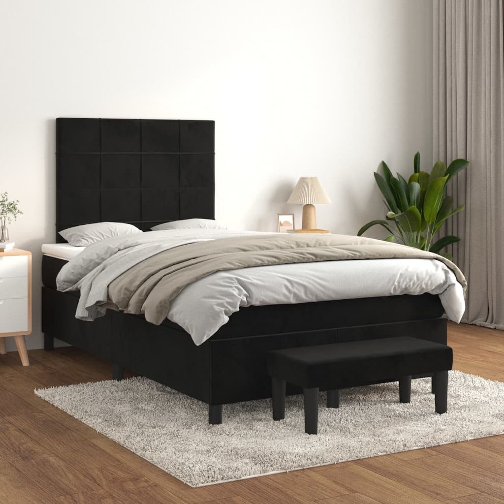 vidaXL Boxspringbett, Boxspringbett mit Matratze Schwarz 120x200 cm Samt günstig online kaufen