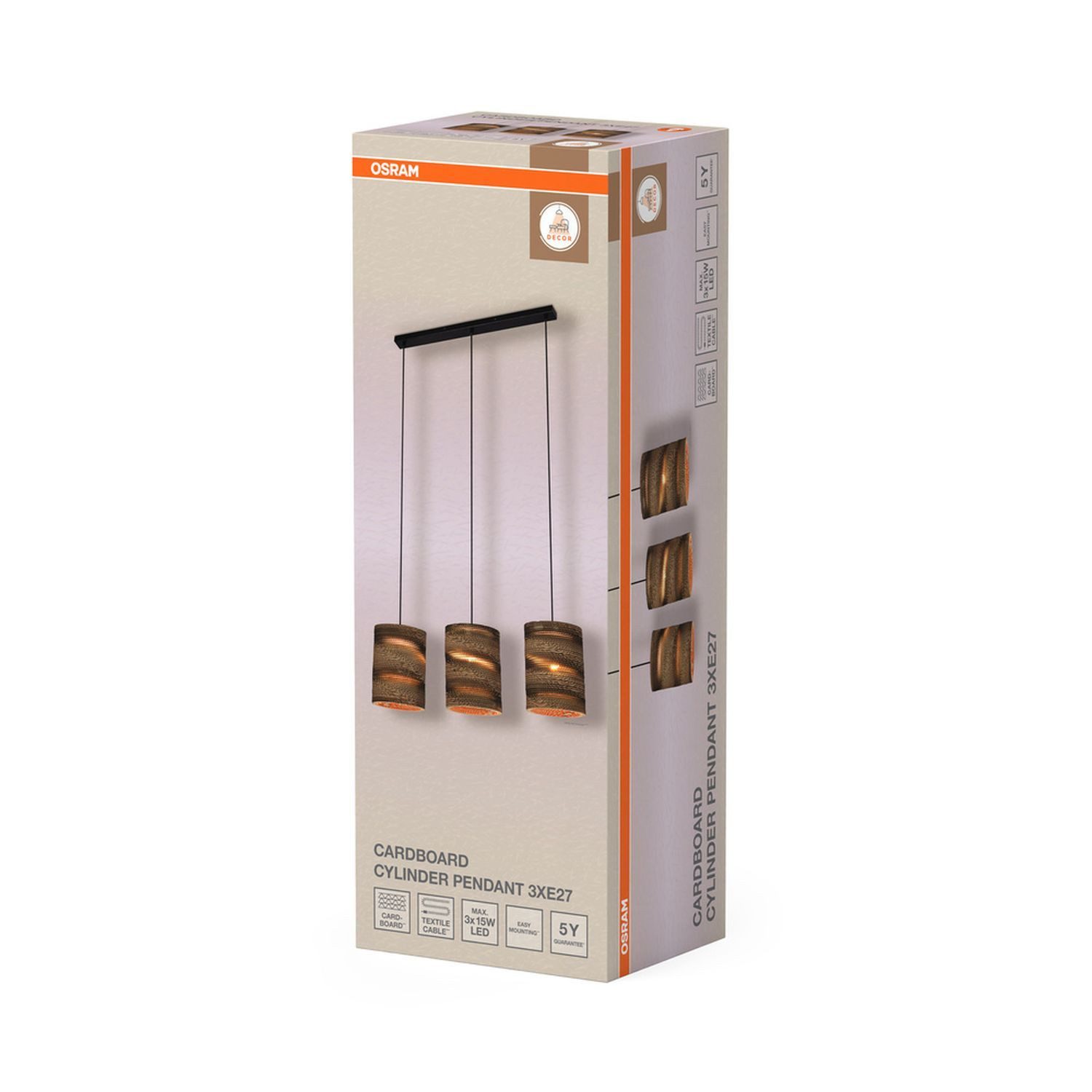 Licht-Erlebnisse Pendelleuchte GERA, ohne Leuchtmittel, H: max. 130 cm E27 3-flammig länglich Modern