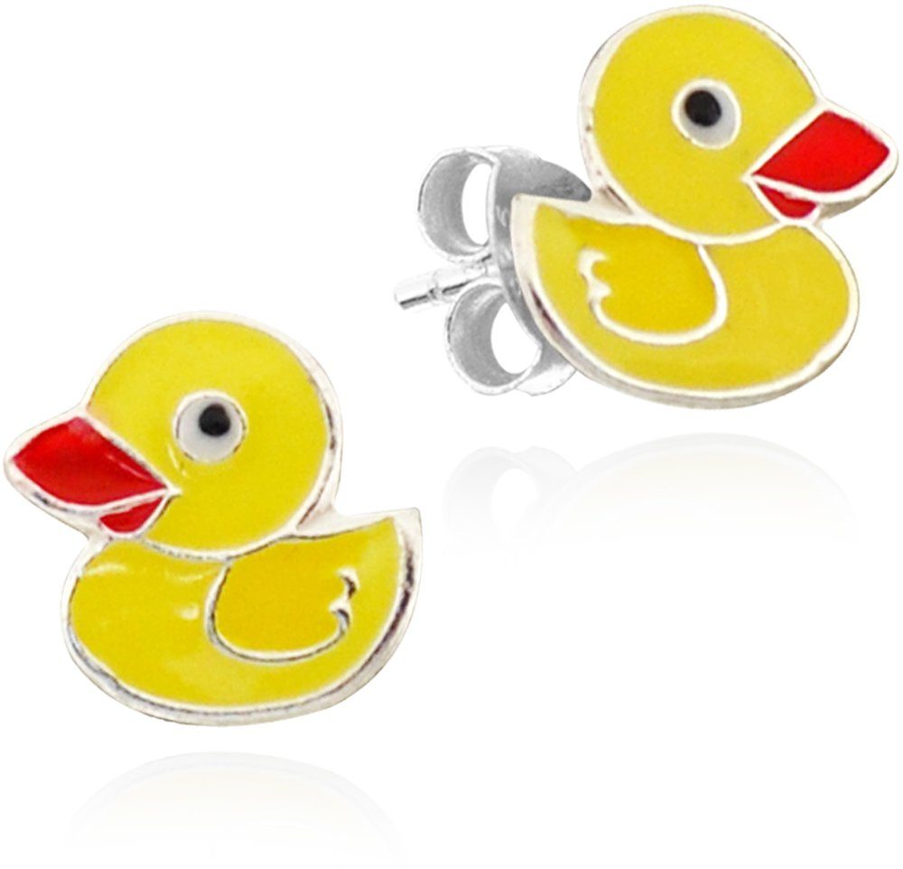 LUISIA® Paar Ohrstecker "Kinder Ohrringe Gelbe Ente" (2-tlg., inkl. Schmuckbox), 925 Silber