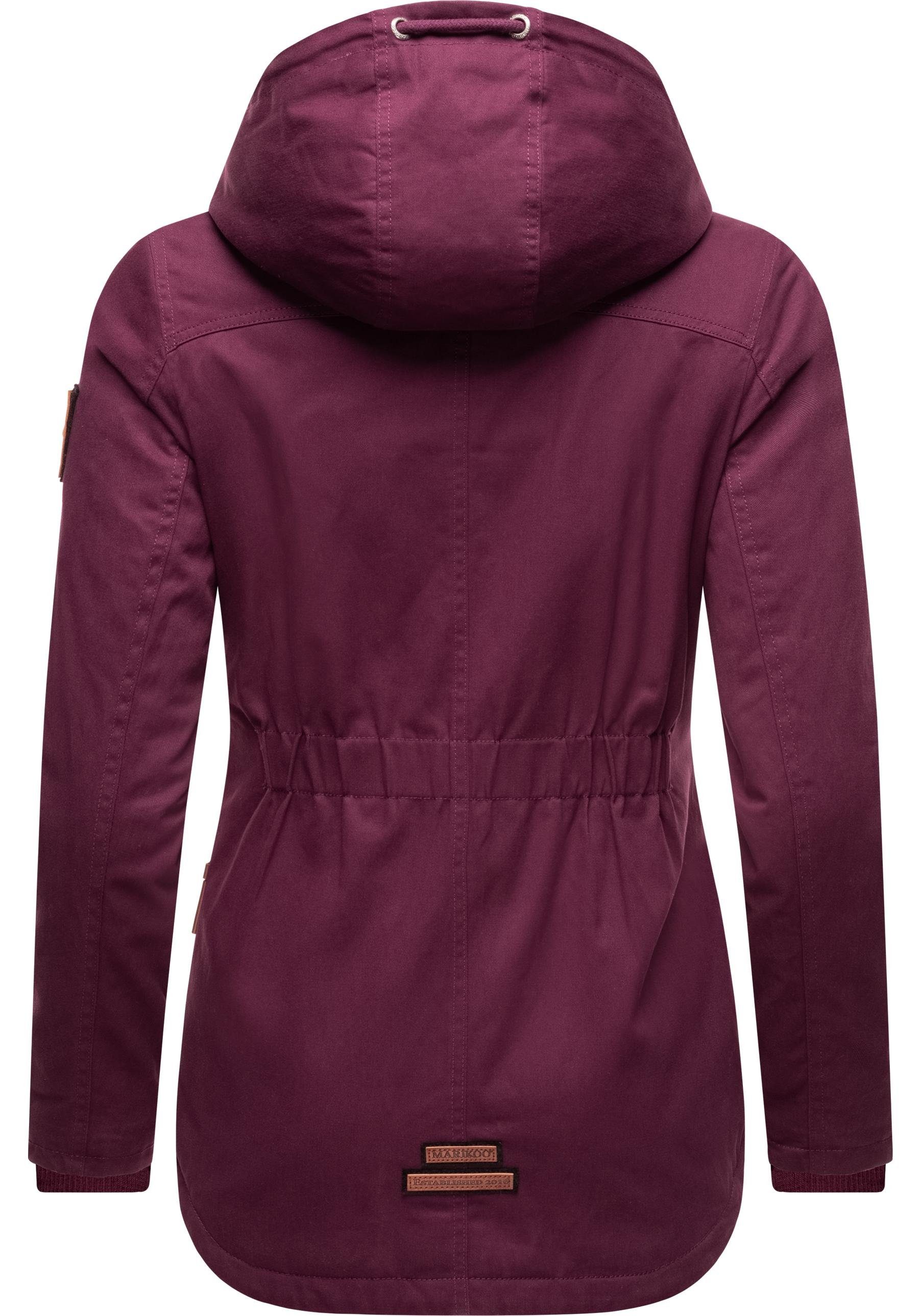 Marikoo Winterjacke Bikoo sportliche Damen Outdoor Baumwolljacke mit Kapuze