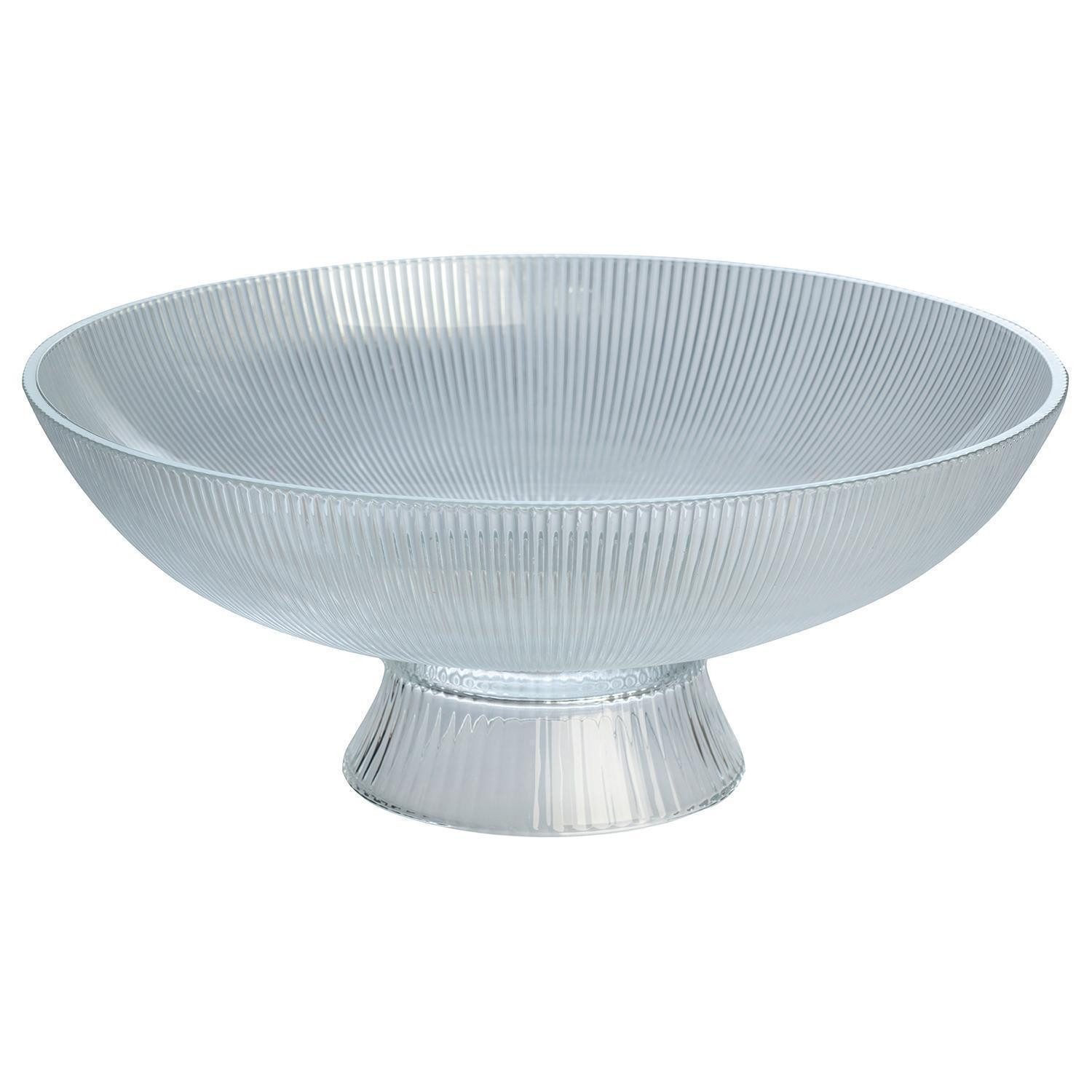 HIT Trading Schale mit Fuß RYLI, Ø 25 cm, Transparent, Glas, (1-tlg), Rillenoptik