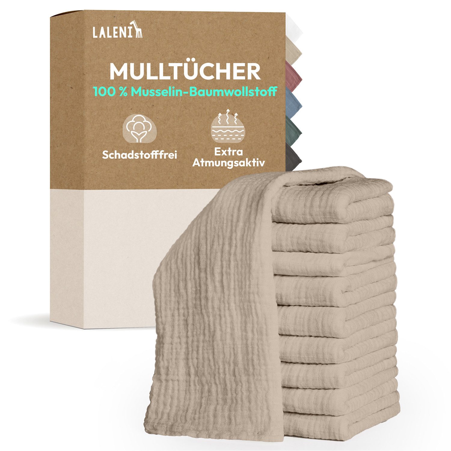 Laleni Spucktuch Spucktücher Baby aus Reiner Baumwolle in 70x70, (30-tlg), OEKO-TEX Zertifizierte Mulltücher