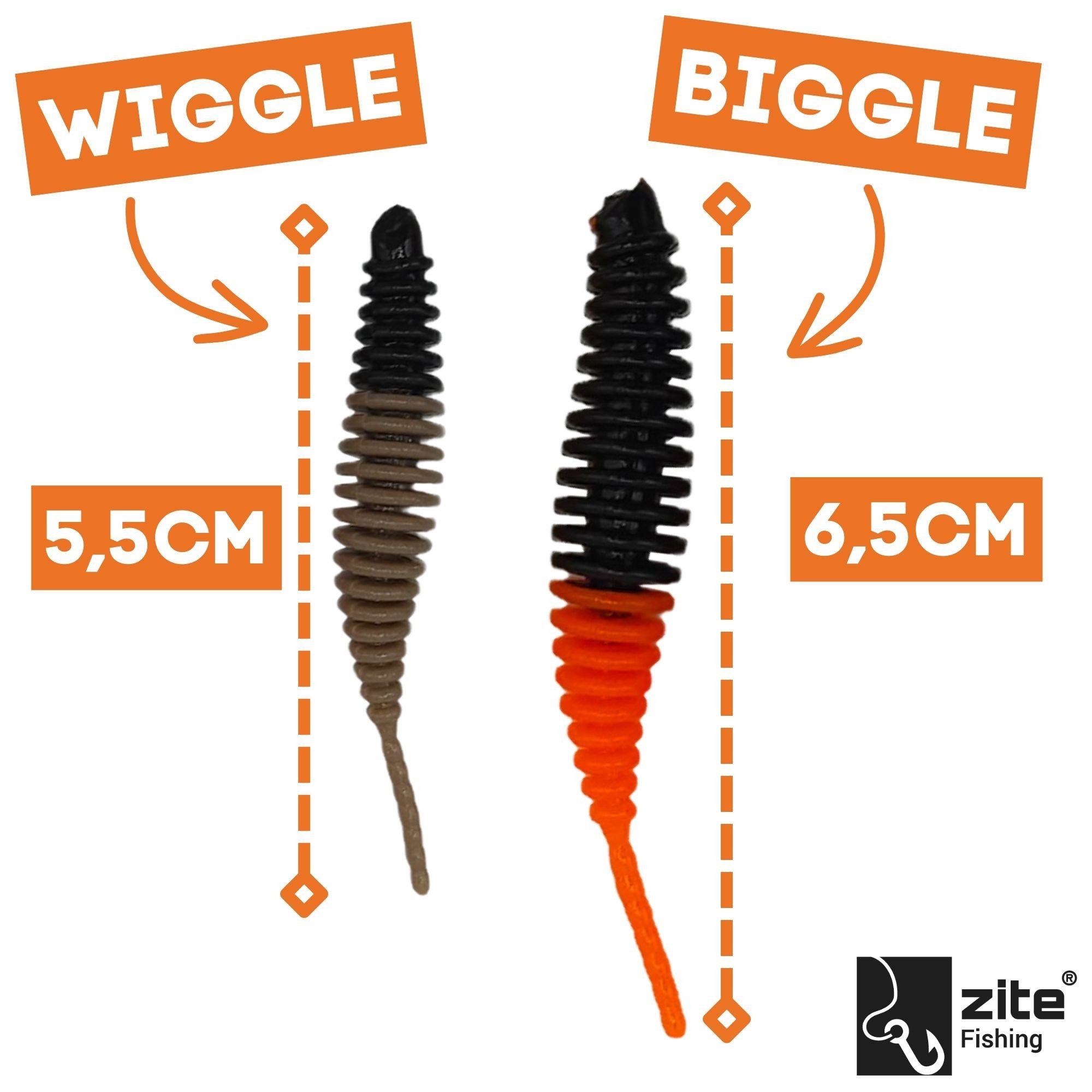 Zite Kunstköder Biggle Worm 6,5 cm 8 Stück - Lamellenwurm fürs UL-Angeln - Gummiköder