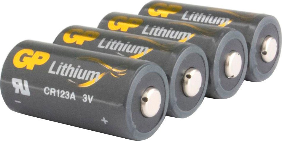 Batteries CR123A GP Pack St) V, (3 Batterie, 4 4er Lithium