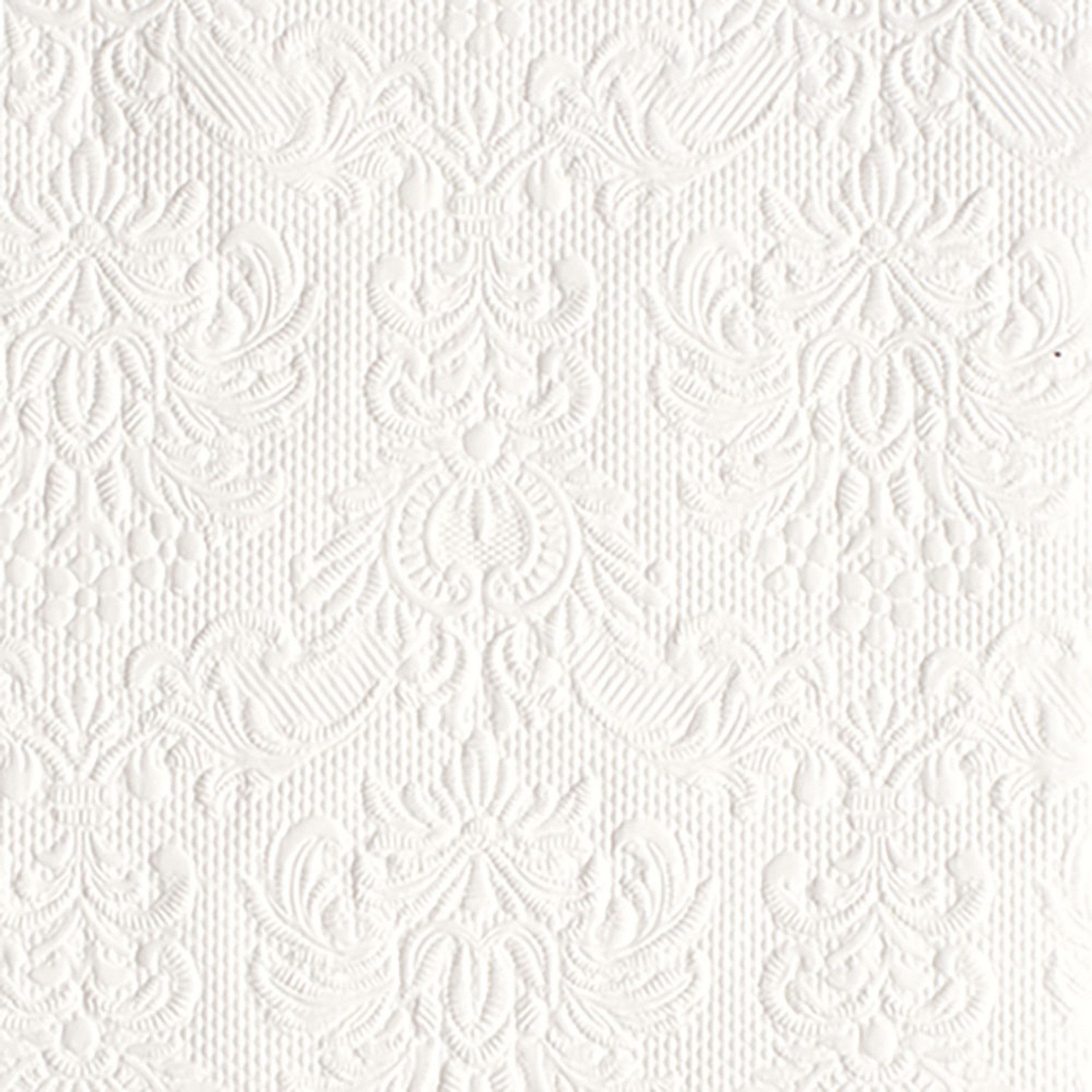 Ambiente Luxury Paper Products Papierserviette, Servietten Papier 25x25cm 3-lagig Elegance geprägt 15 Stück Weiß