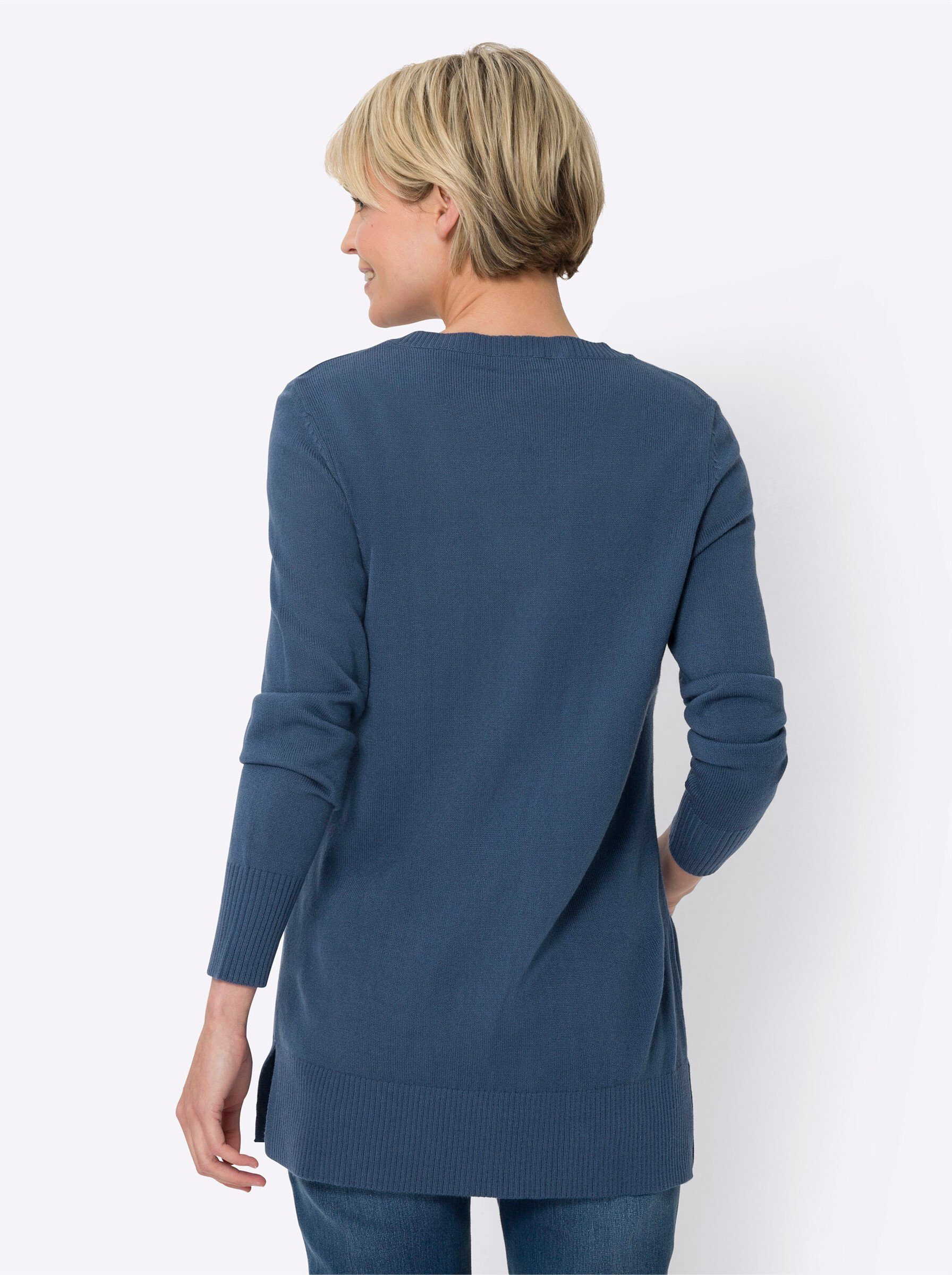 an! jeansblau Sieh Strickpullover