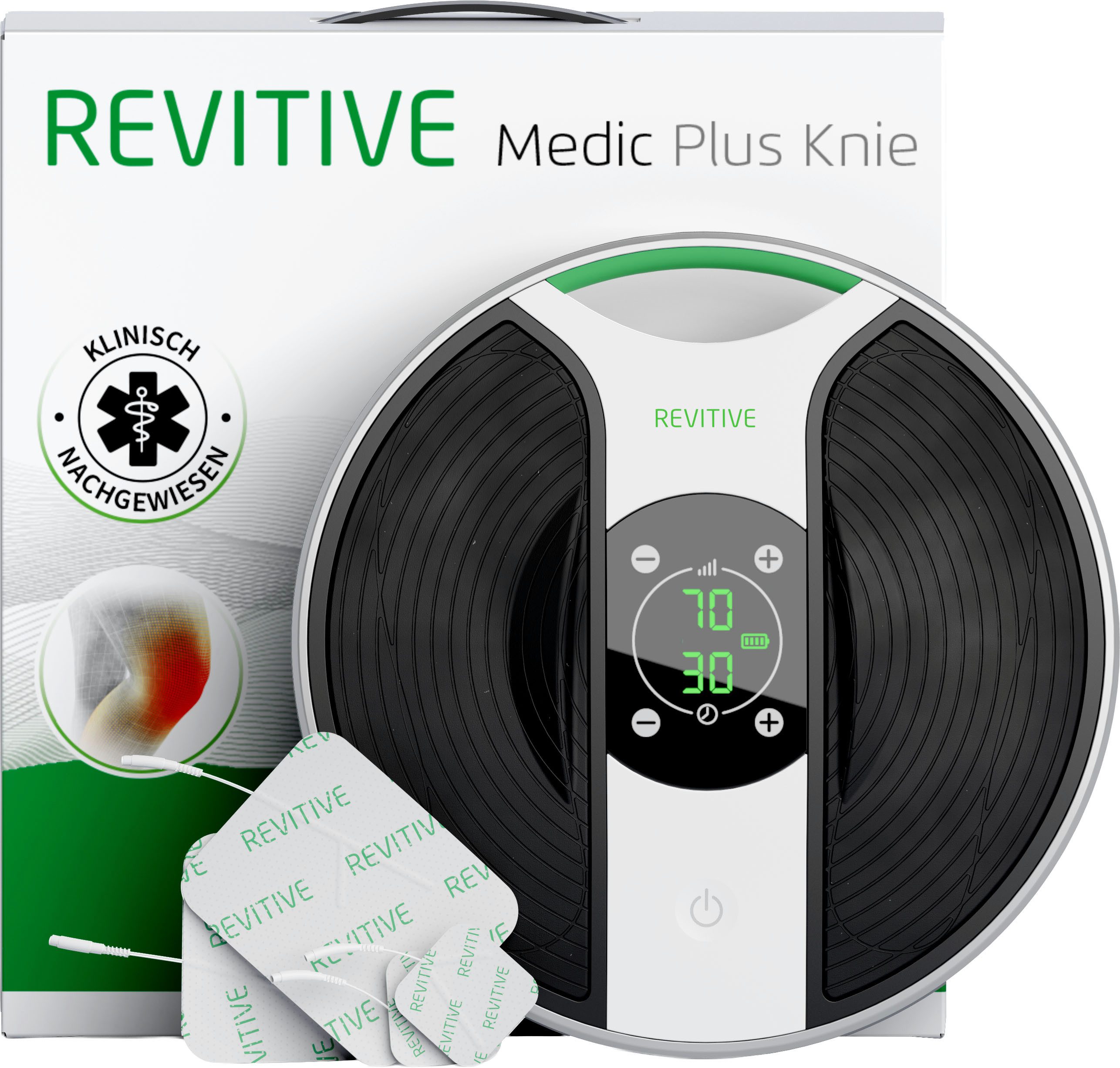REVITIVE EMS-Fußmassage-Gerät Medic Plus Knie Durchblutungs-Stimulator, Lindert Beschwerden, schlechte Durchblutung, Schwellungen, Krämpfe