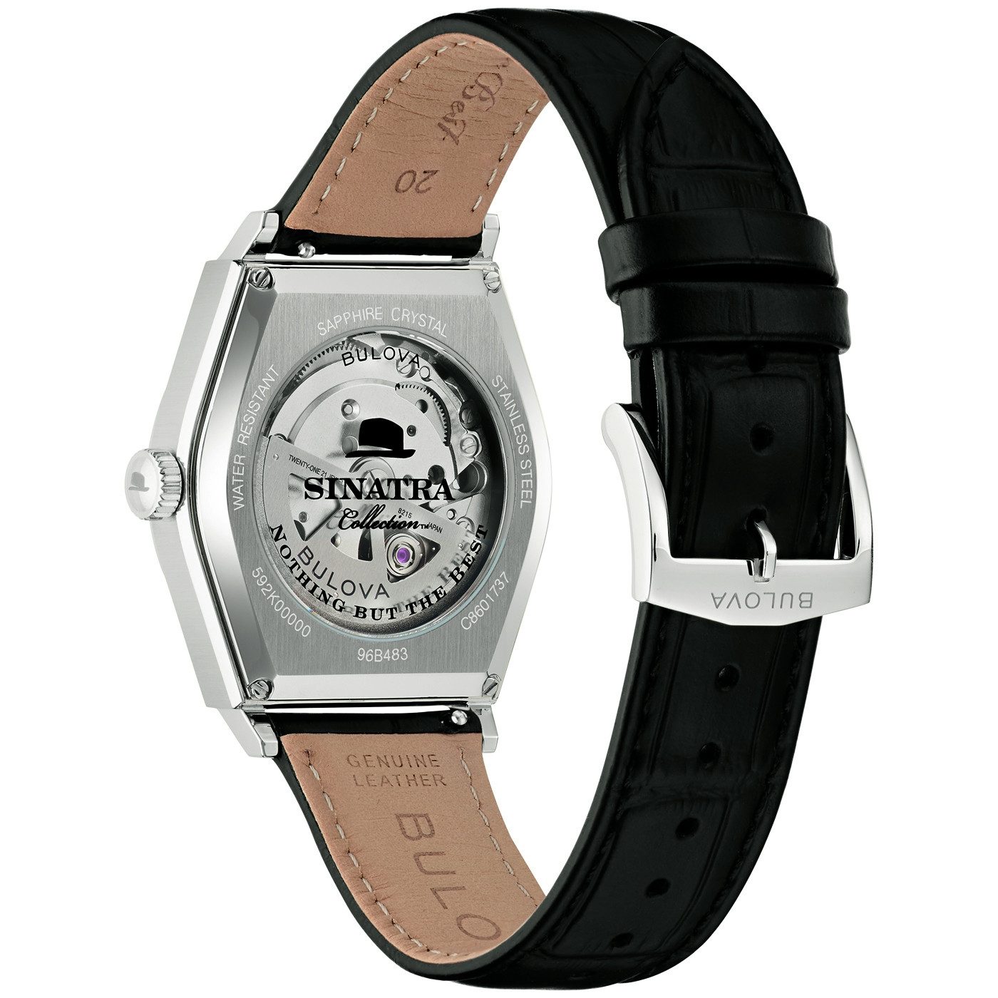 Bulova Mechanische Uhr Bulova Frank Sinatra 96B483, Armbanduhr, Damenuhr, Herrenuhr, Lederarmband, analog, Big Date
