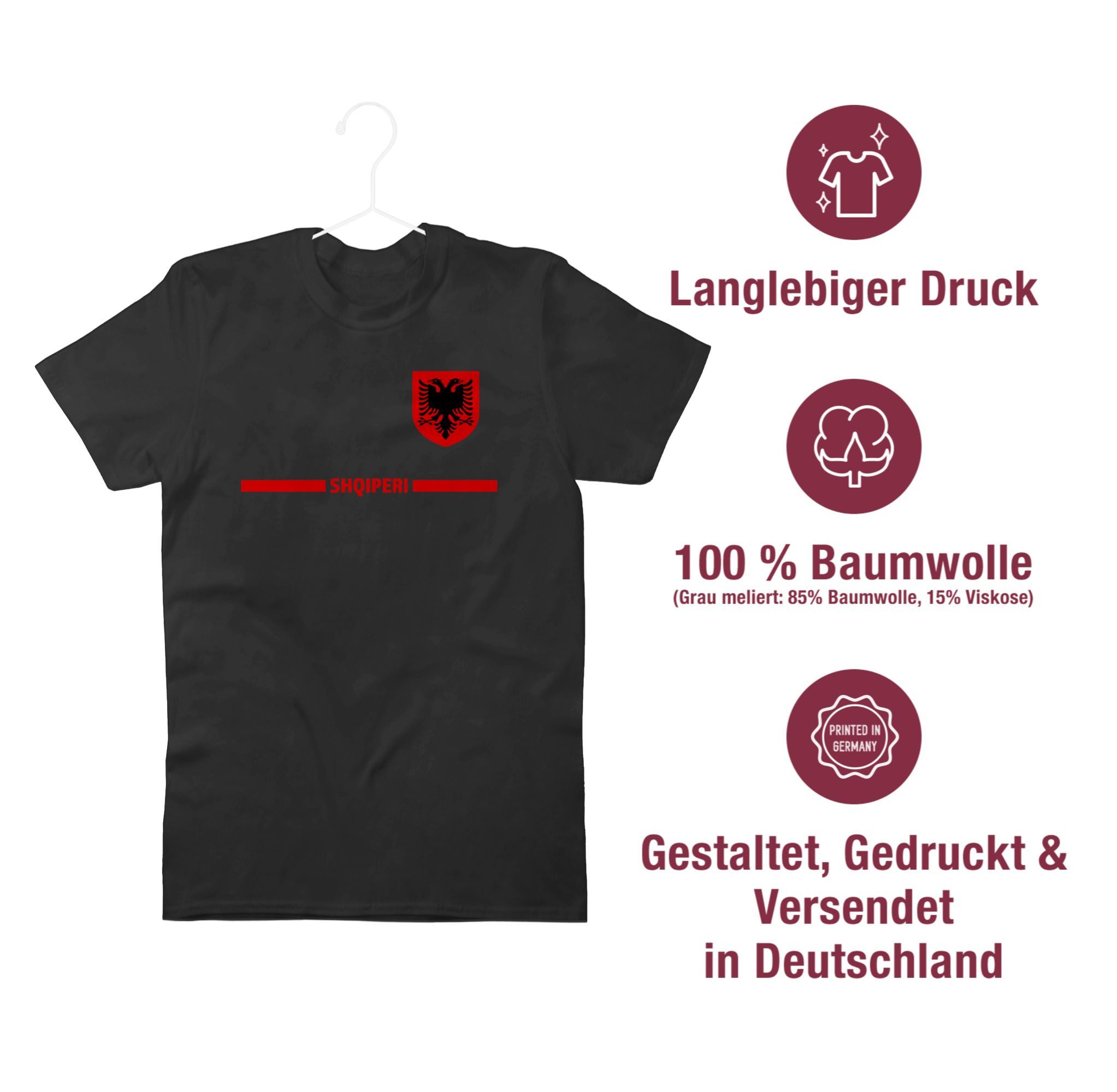 Shirtracer T-Shirt Albanien Trikot Wappen, Shqipëri mit Stolz, Albanisches Fan-Motiv 2026 Fussball WM Fanartikel